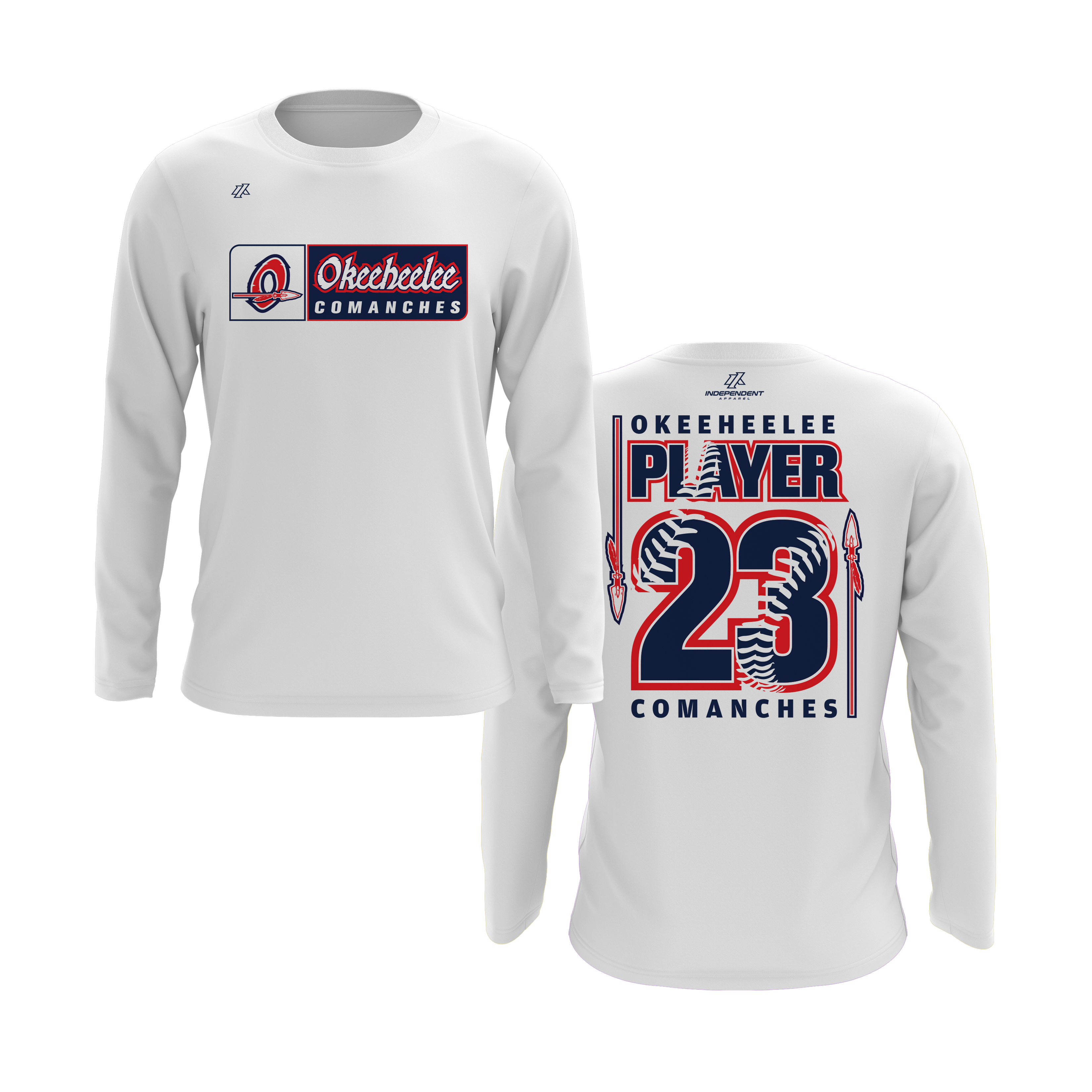 Okeeheelee Baseball Long Sleeve Shirt - Rectangular Team Logo
