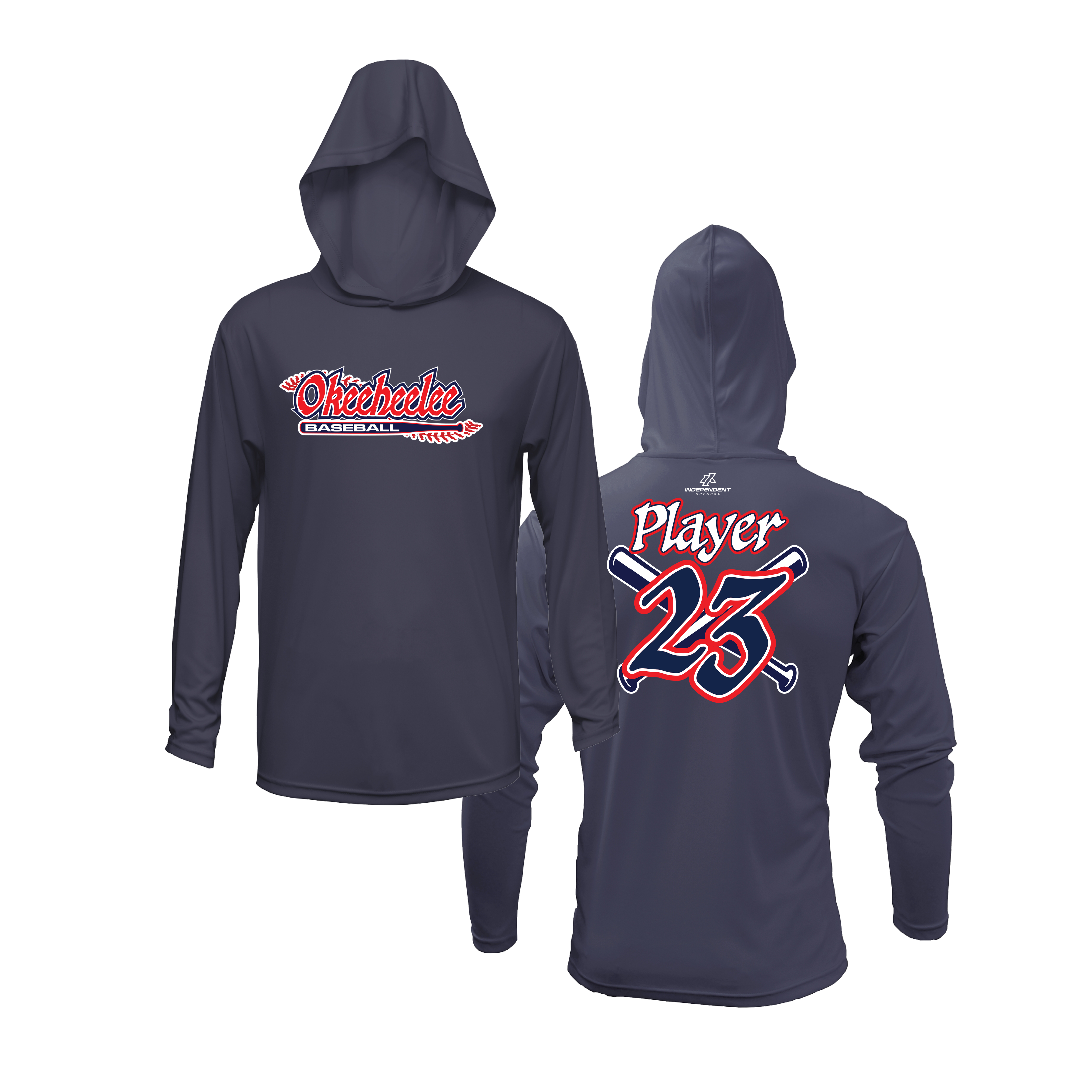 Okeeheelee Baseball Lightweight Hoodie - Laces DTF Transfer