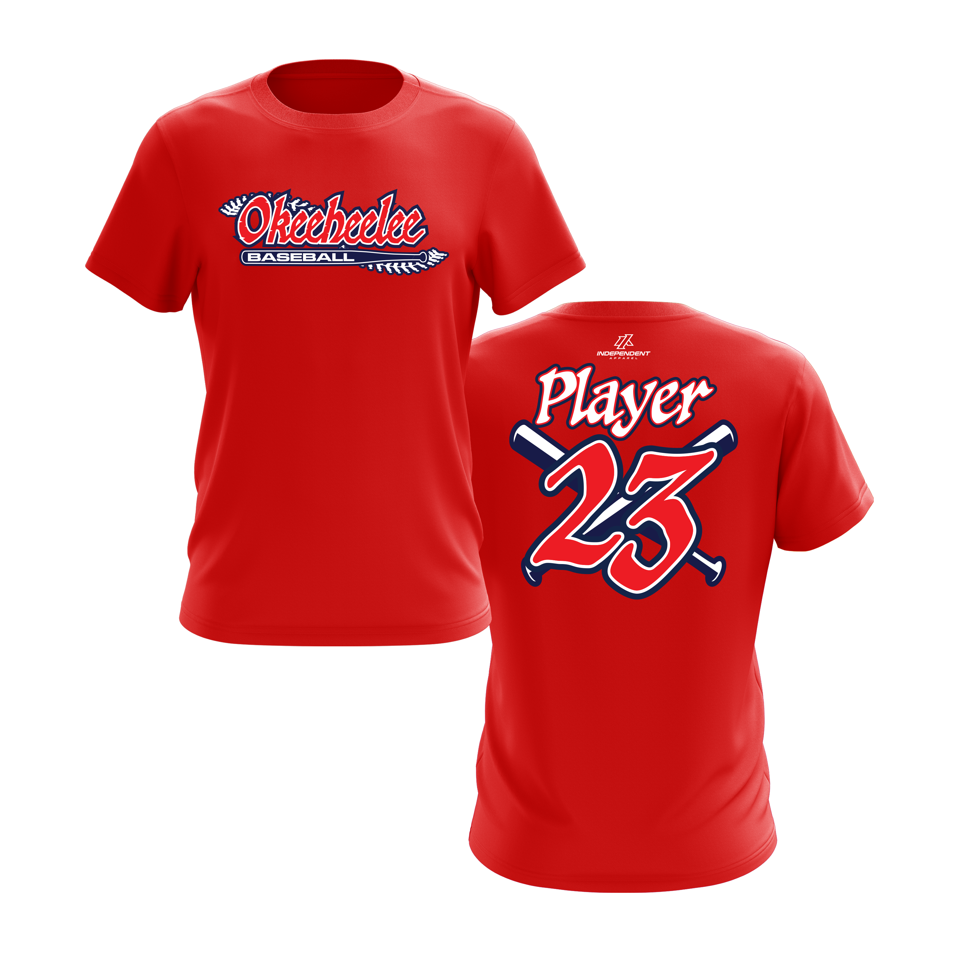 Okeeheelee Baseball Short Sleeve Shirt - Laces Logo DTF Transfer