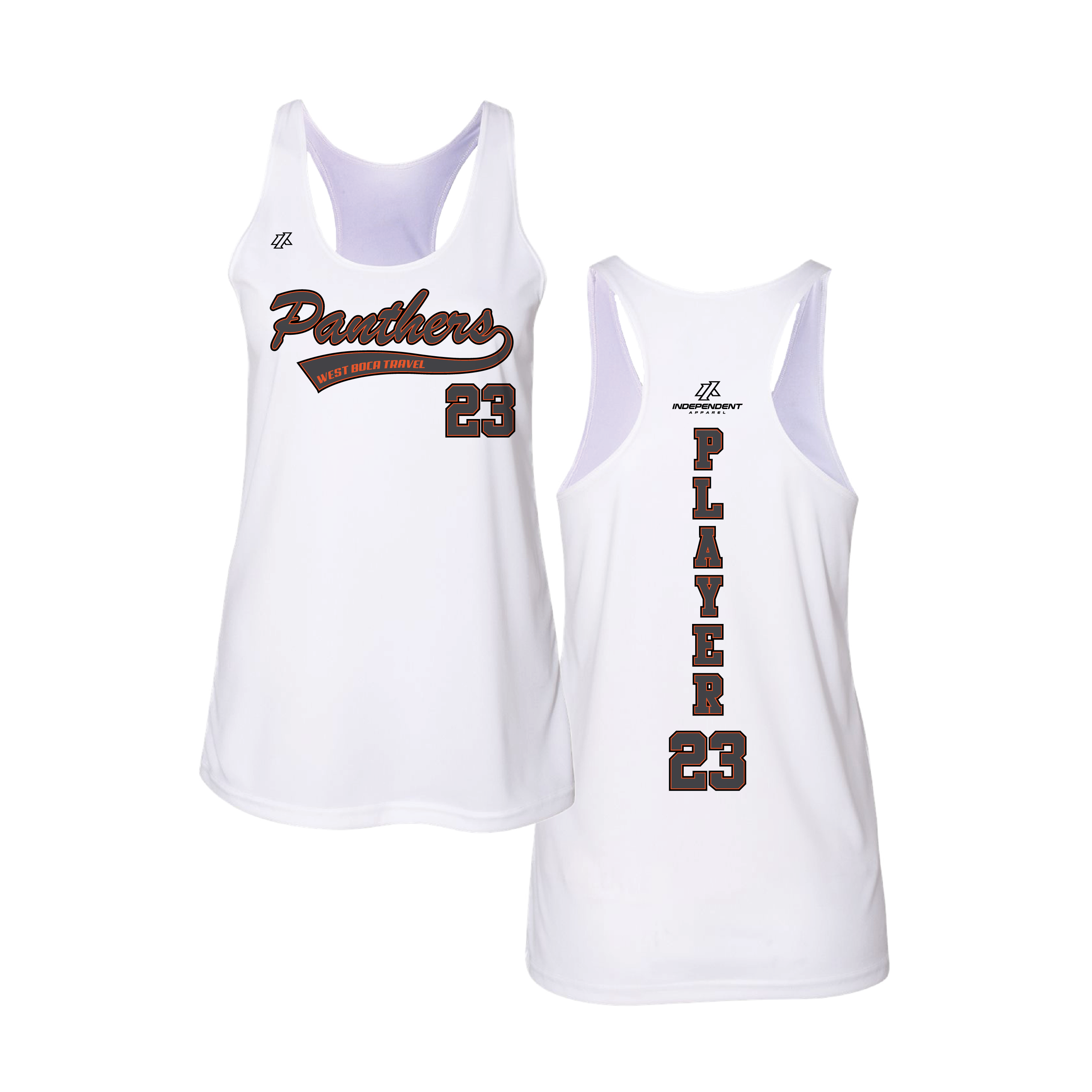 Dolman 10U Charcoal Panthers Script Logo Women's Tank Top