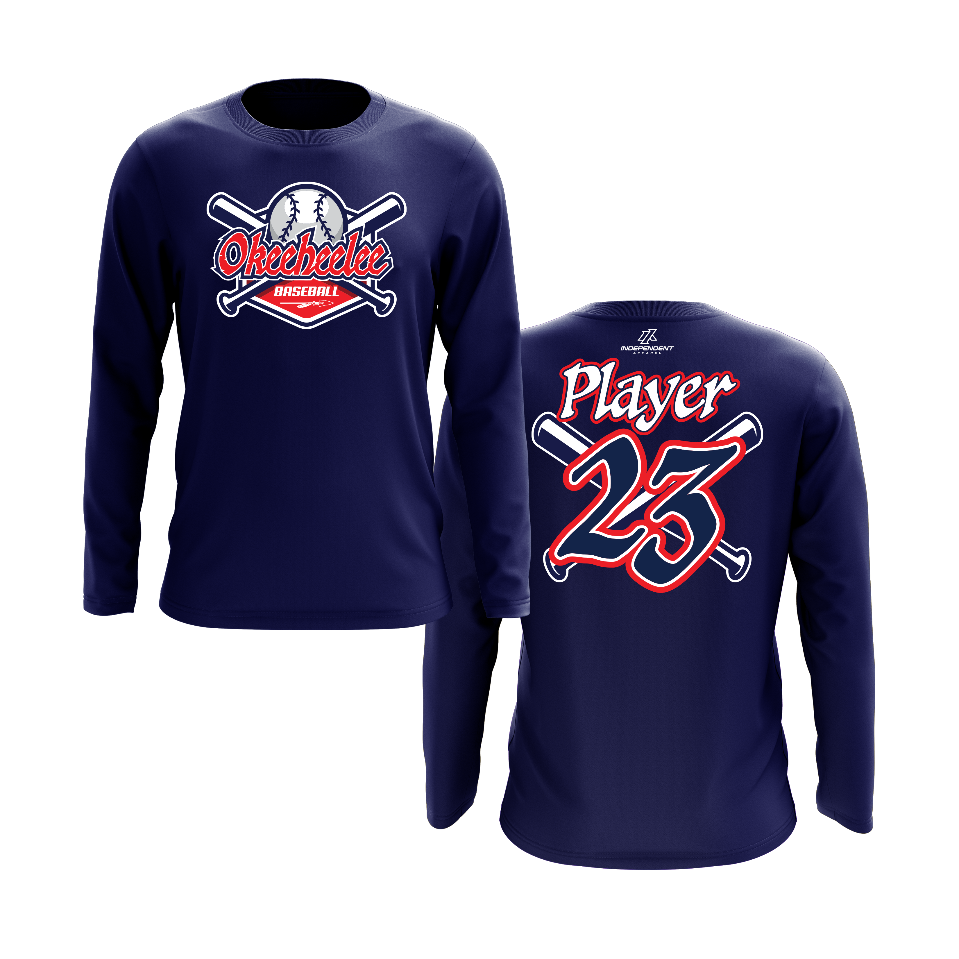 Okeeheelee Baseball Long Sleeve Shirt - Bats & Ball DTF Transfer