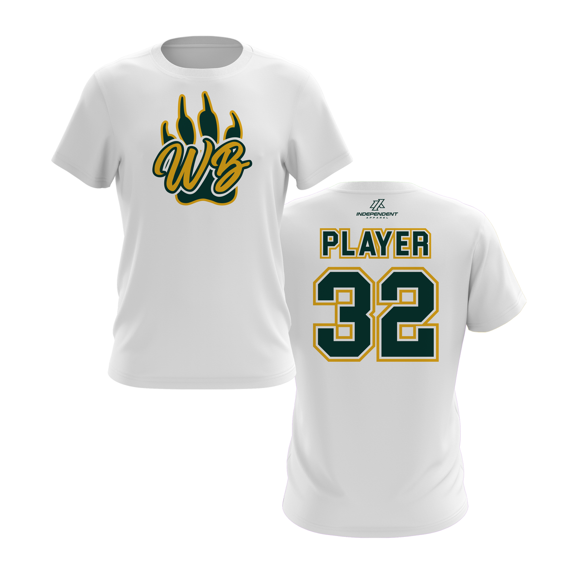 WBYB Green/Gold Team Short Sleeve Shirt - Paw Logo