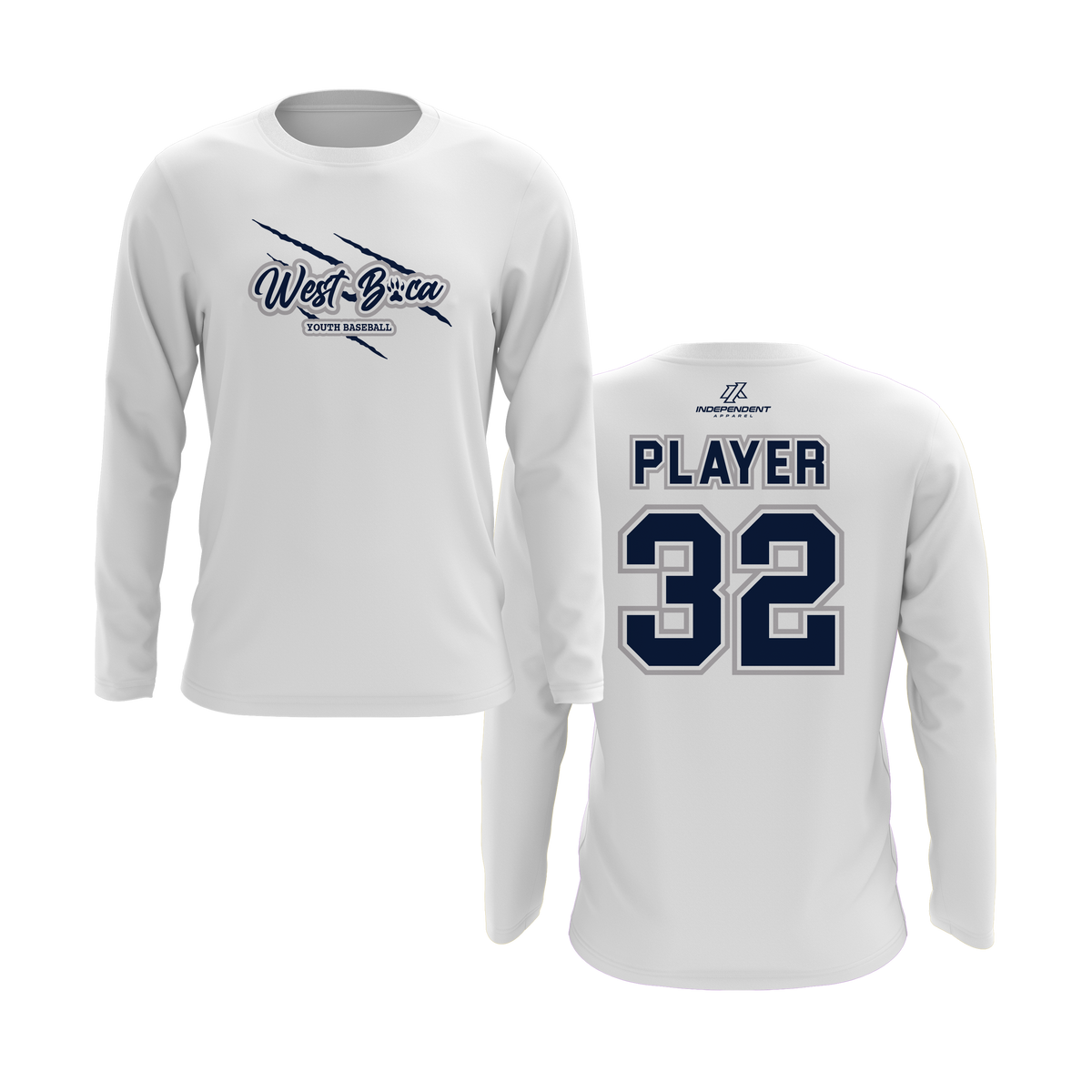 WBYB Grey/Navy Team Long Sleeve Shirt - Claw Logo