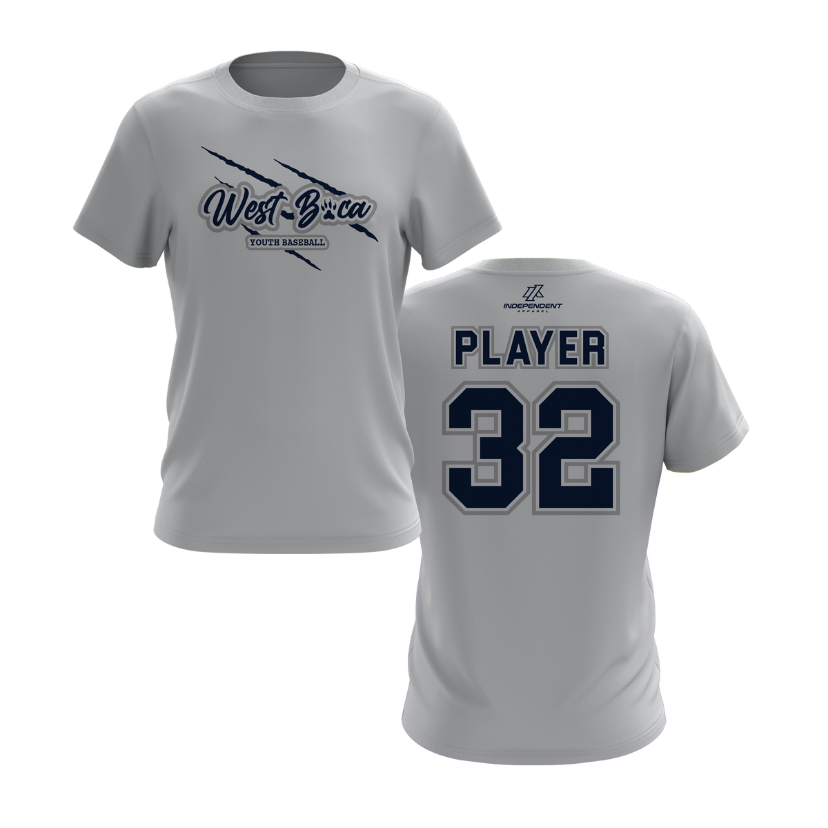 WBYB Grey/Navy Team Short Sleeve Shirt - Claw Logo