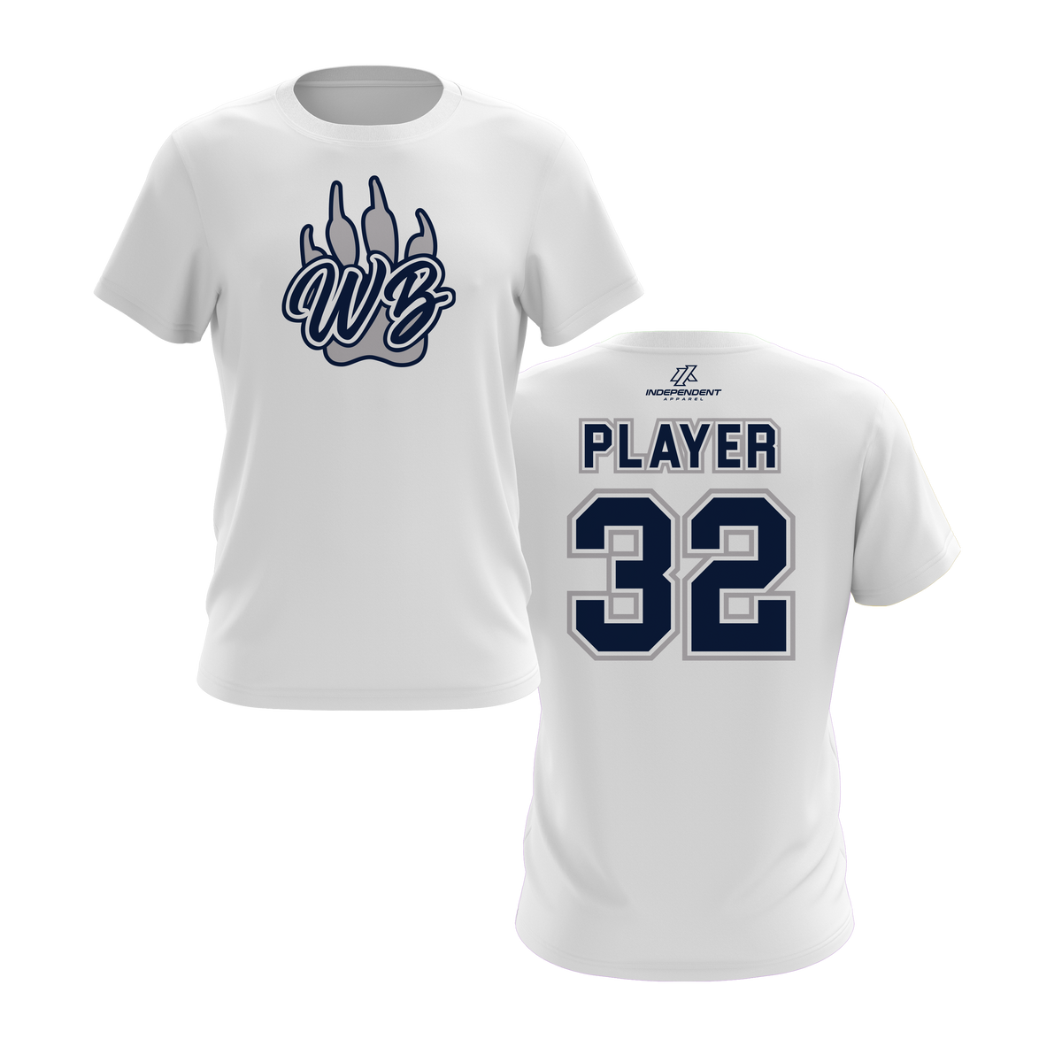 WBYB Grey/Navy Team Short Sleeve Shirt - Paw Logo