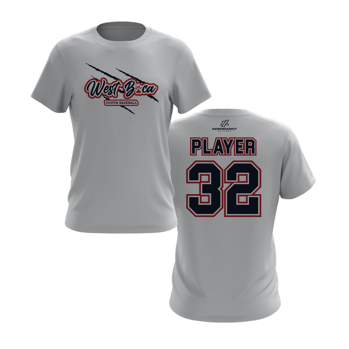 WBYB Navy Blue/Red Team Short Sleeve Shirt - Claw Logo