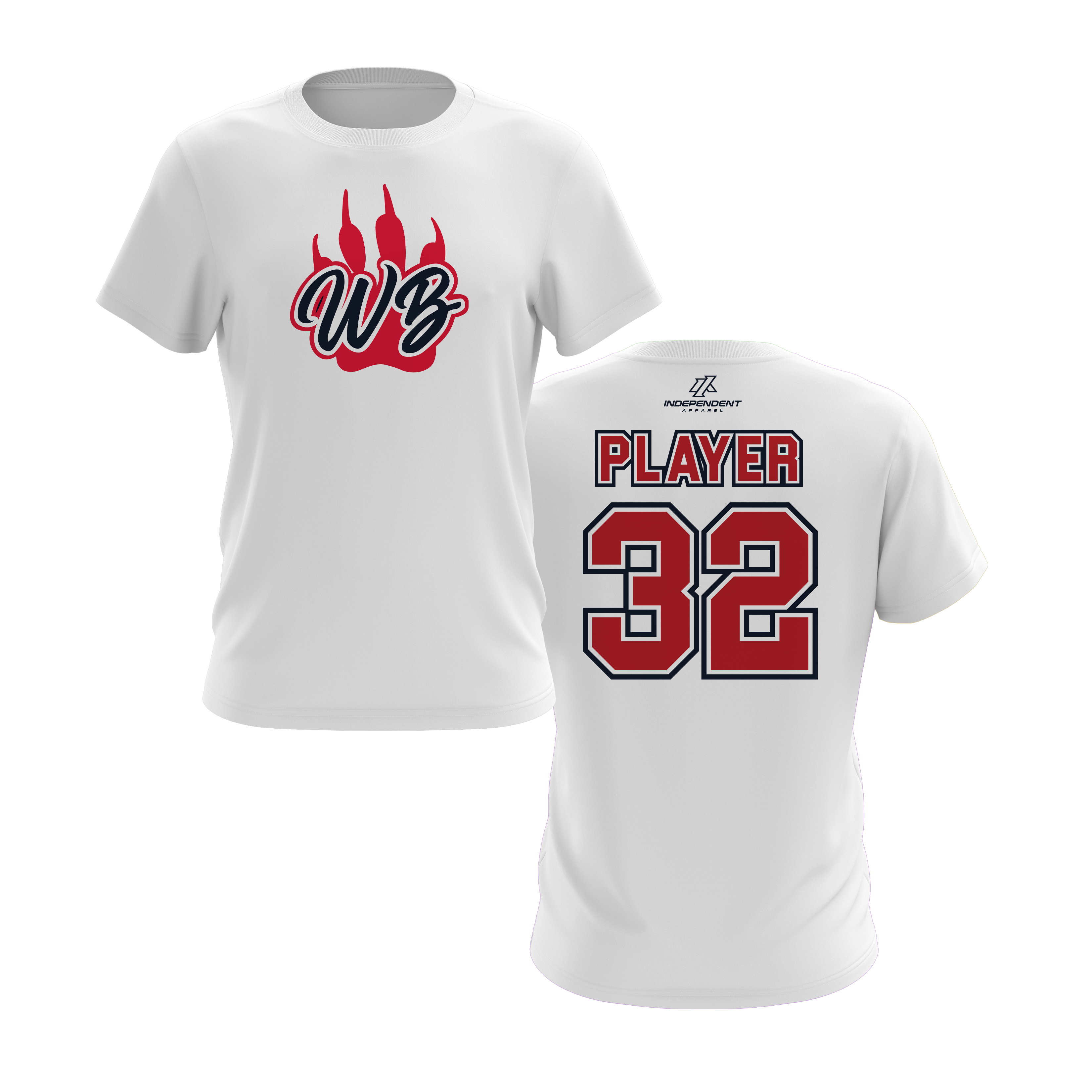 WBYB Red/Navy Blue Team Short Sleeve Shirt - Paw Logo