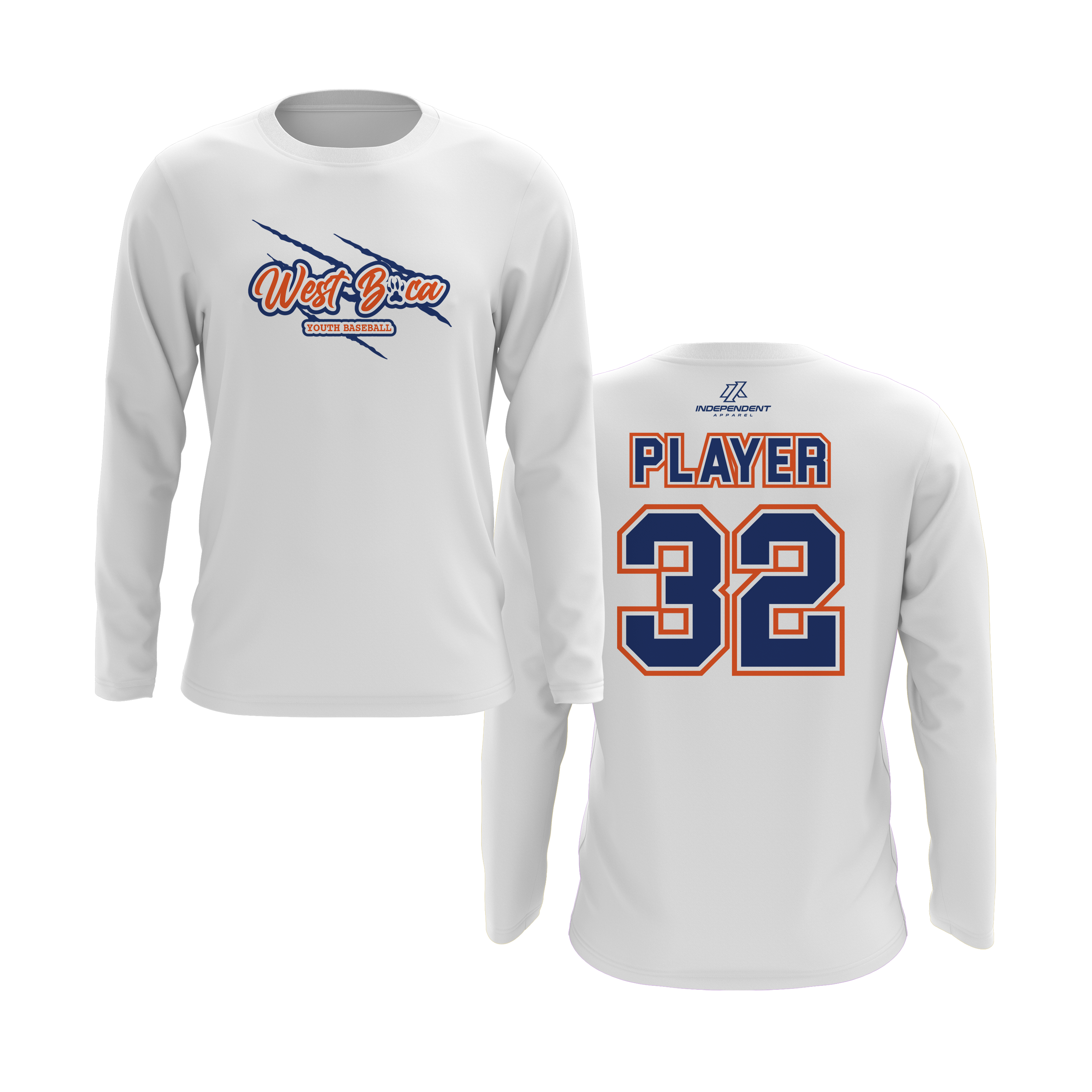 WBYB Royal Blue/Orange Team Long Sleeve Shirt - Claw Logo