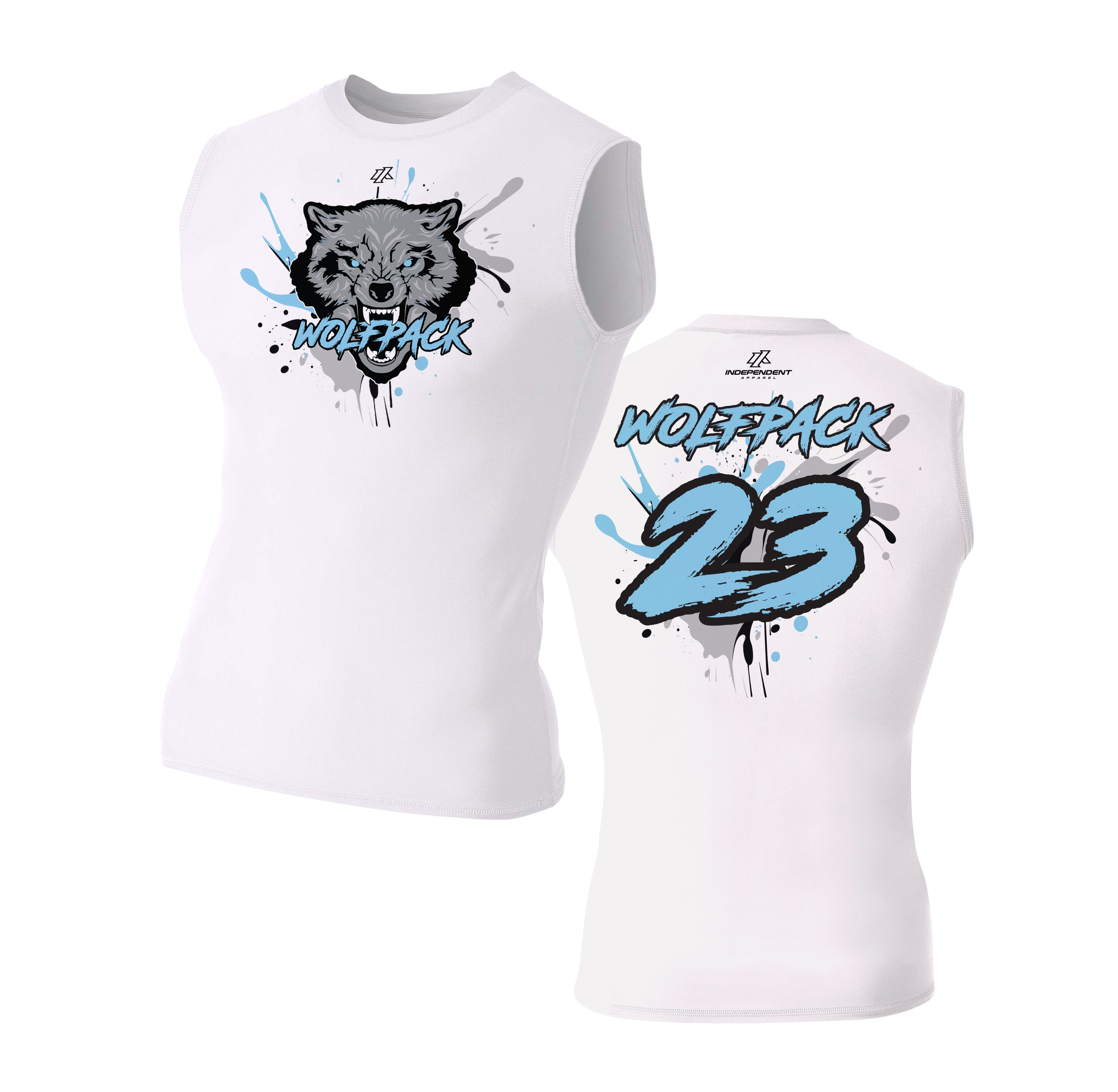 Wolfpack Splatter Logo Sleeveless Compression Shirt