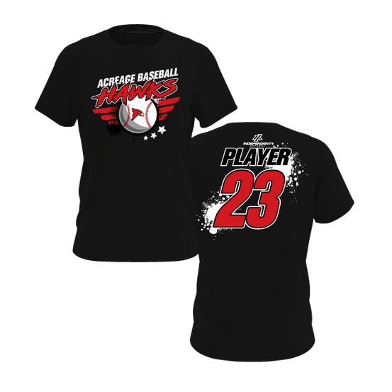 Acreage Baseball Hawks Splatter Logo Short Sleeve Shirt
