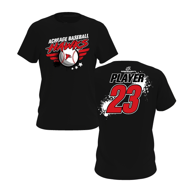 Acreage Baseball Hawks Splatter Logo Short Sleeve Shirt