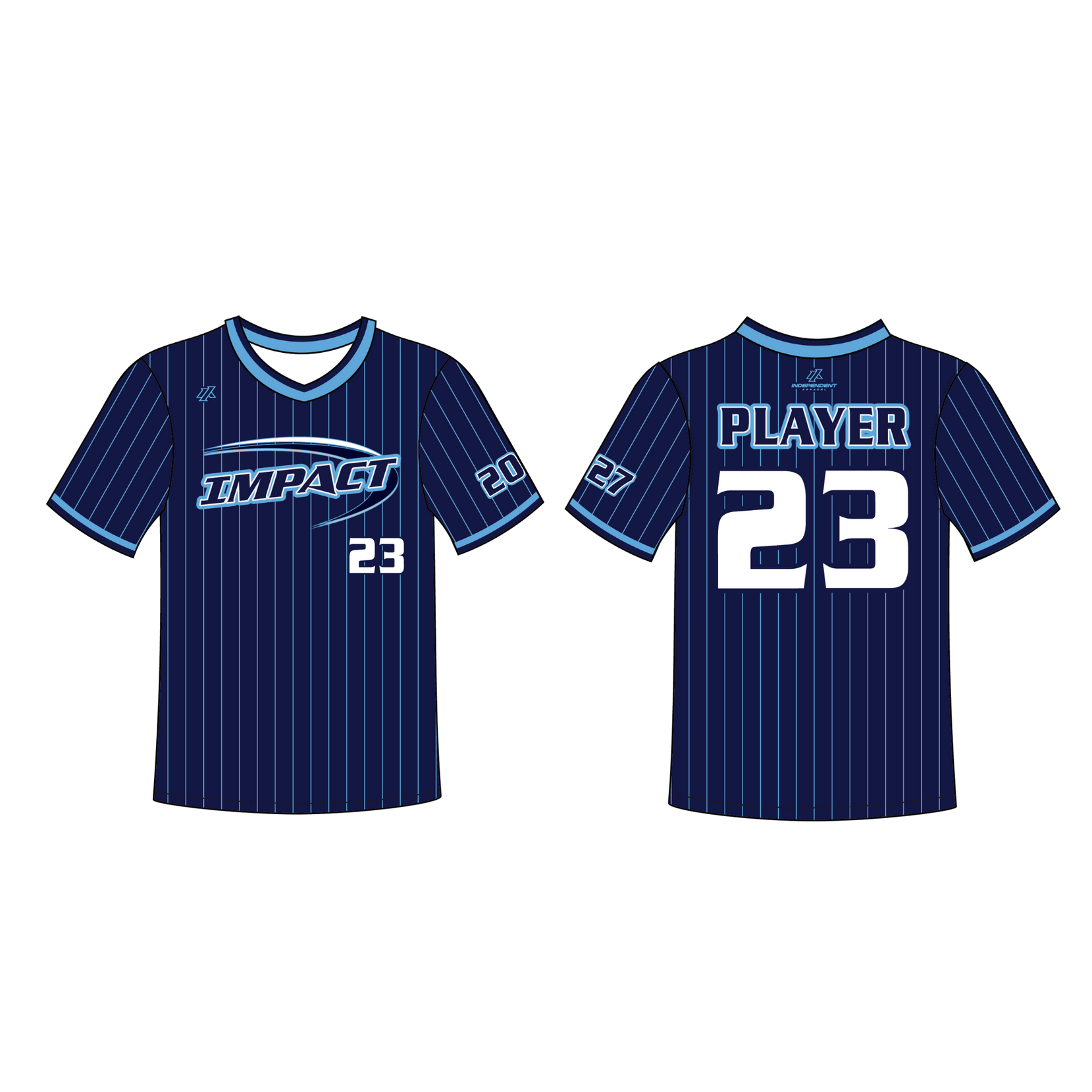 Gollin 16U Navy Pinstripe V-Neck Jersey