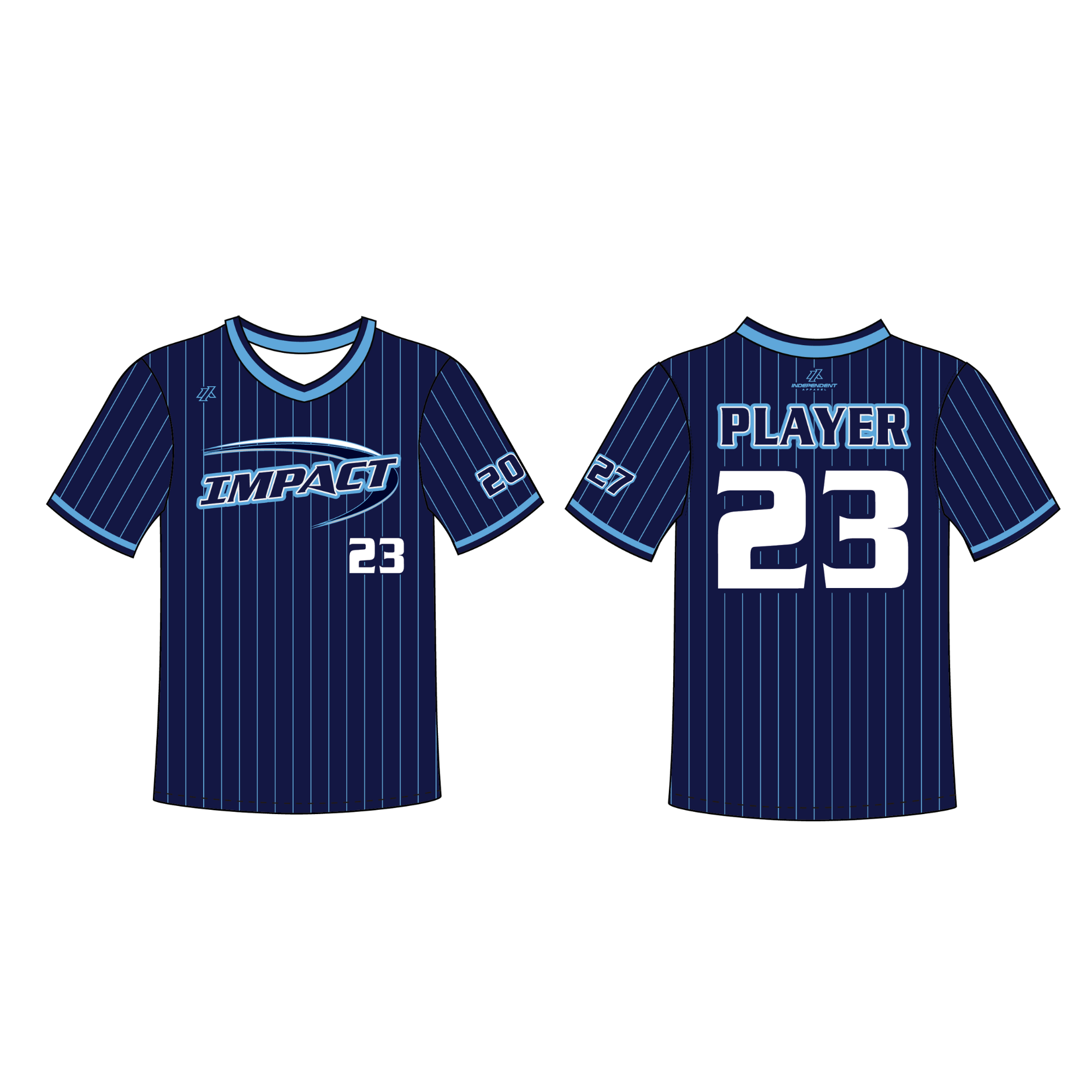 Gollin 16U Navy Pinstripe V-Neck Jersey