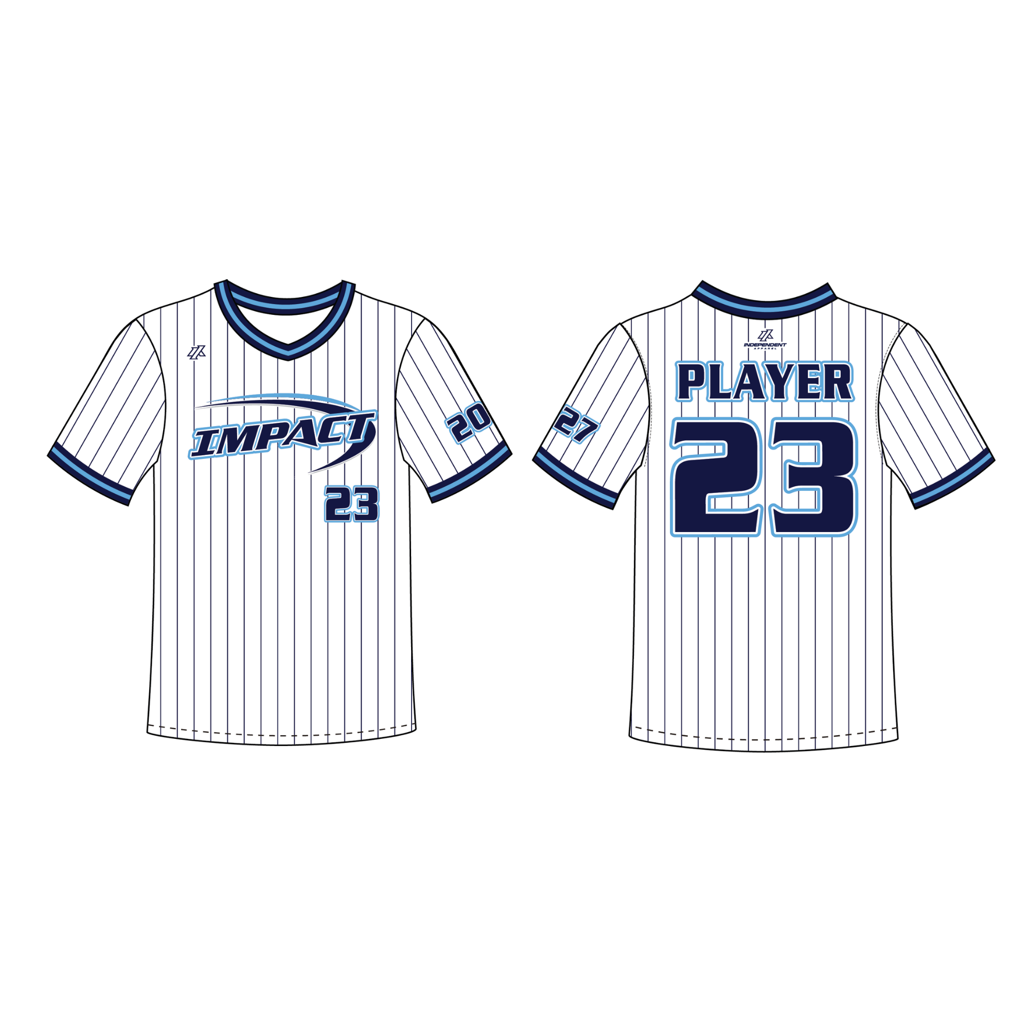 Gollin 16U White Pinstripe V-Neck Jersey