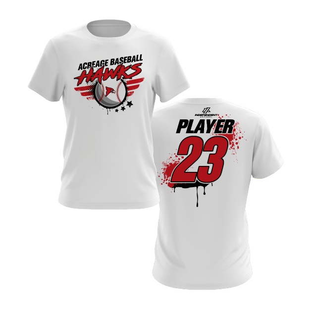Acreage Baseball Hawks Splatter Logo Short Sleeve Shirt