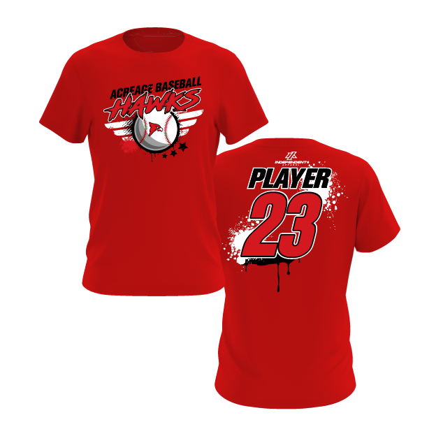 Acreage Baseball Hawks Splatter Logo Short Sleeve Shirt