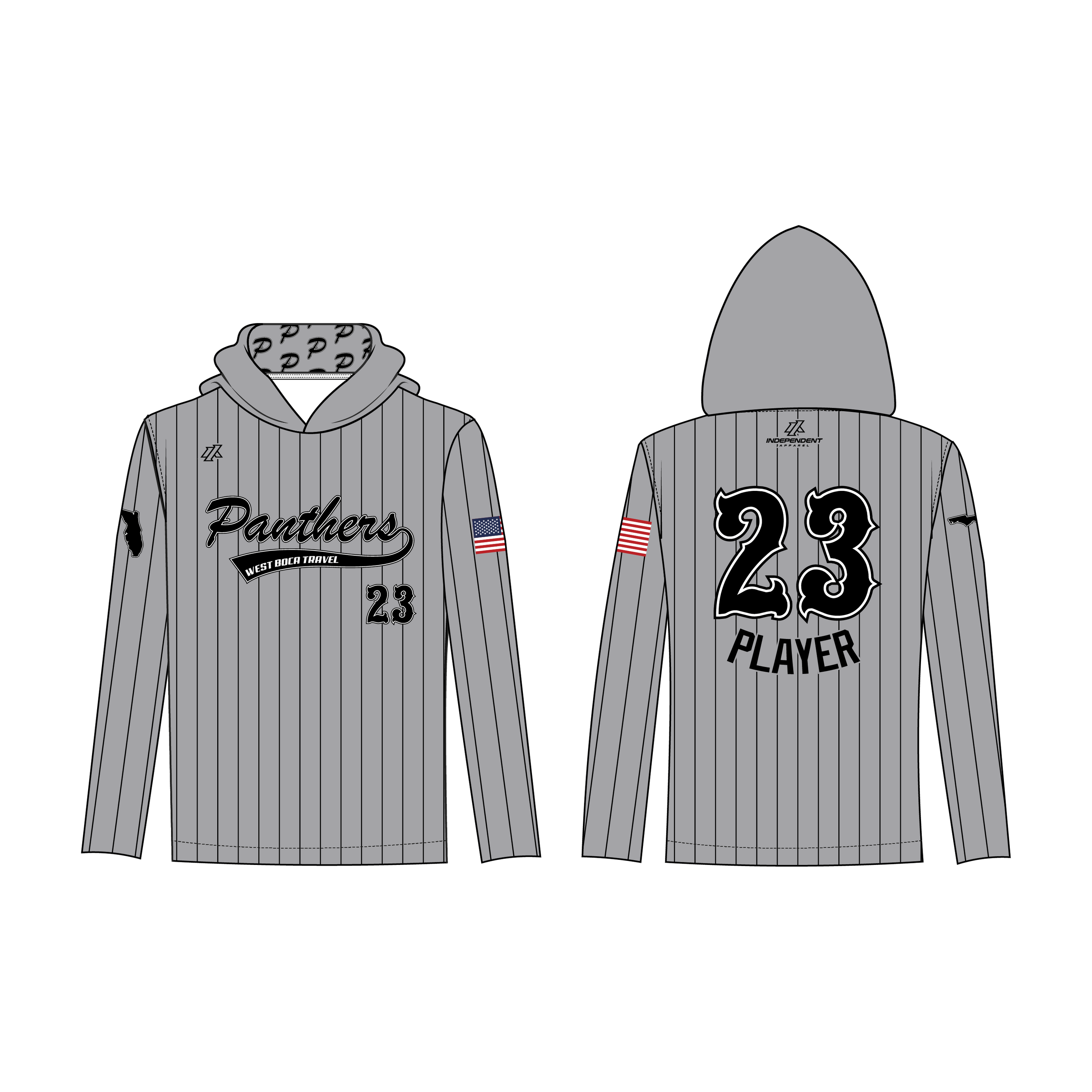 DeFerdinando 10U Grey Pinstripe Custom Lightweight Hoodie