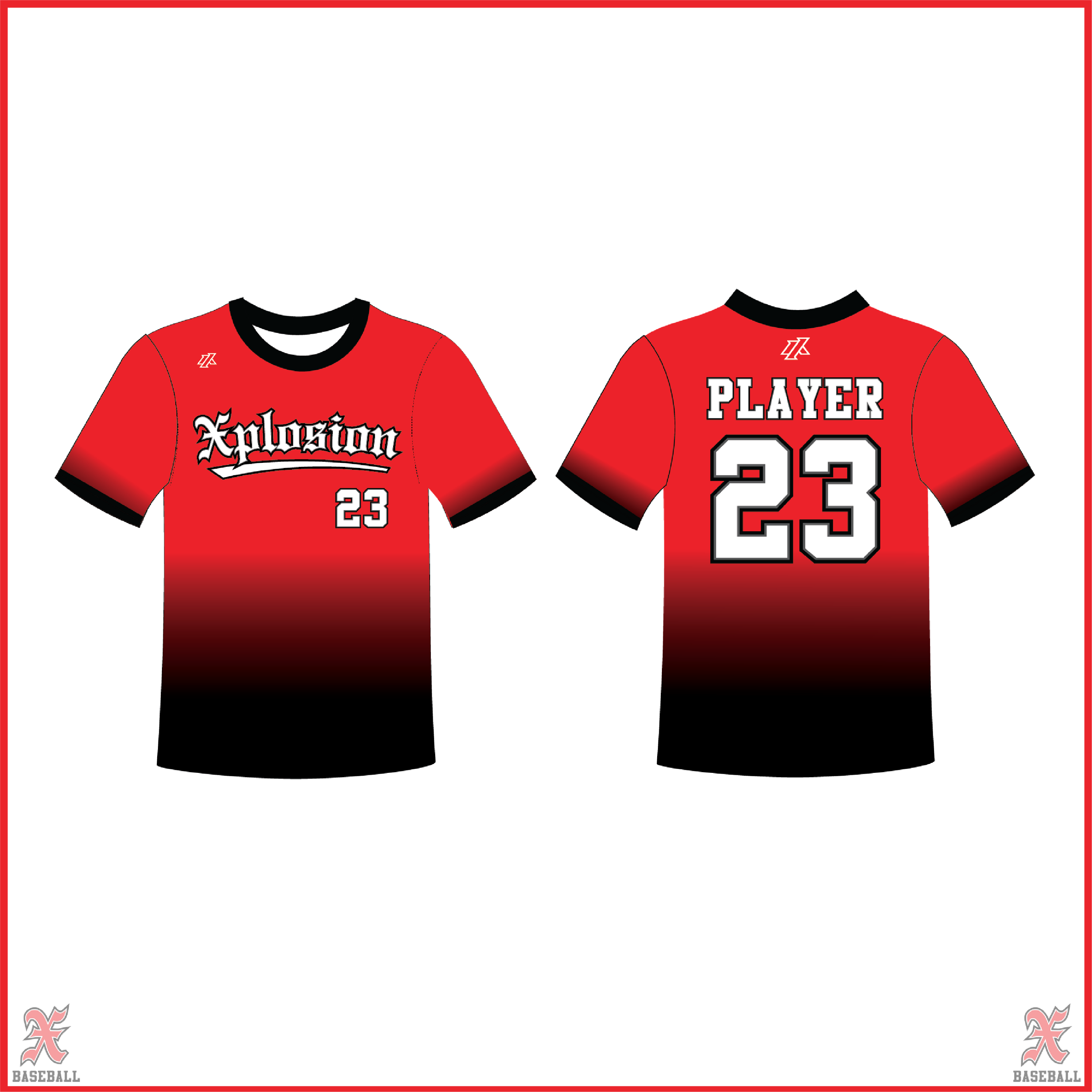 Buchko 9U Red to Black Fade Crew Neck Jersey