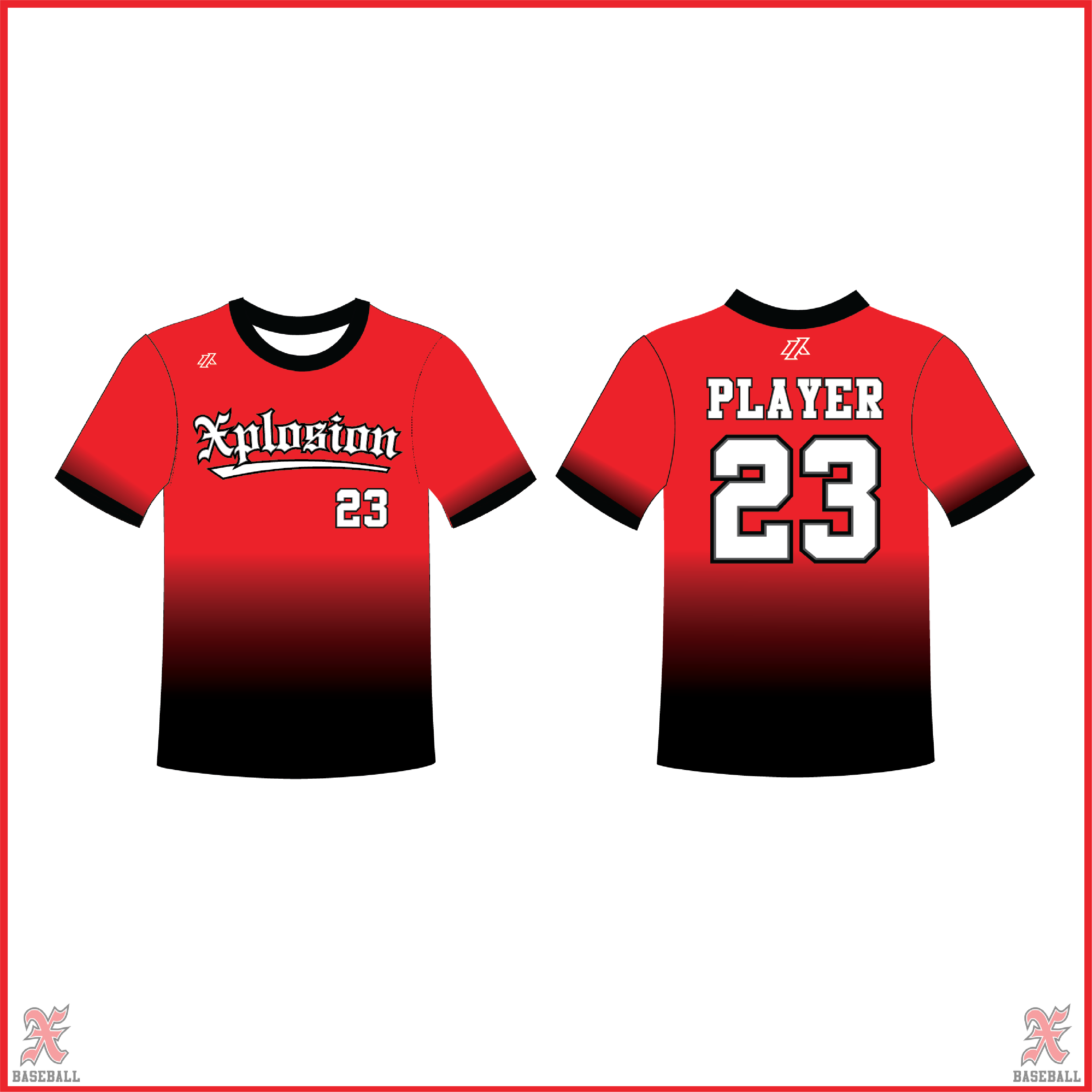 Buchko 9U Red to Black Fade Crew Neck Jersey