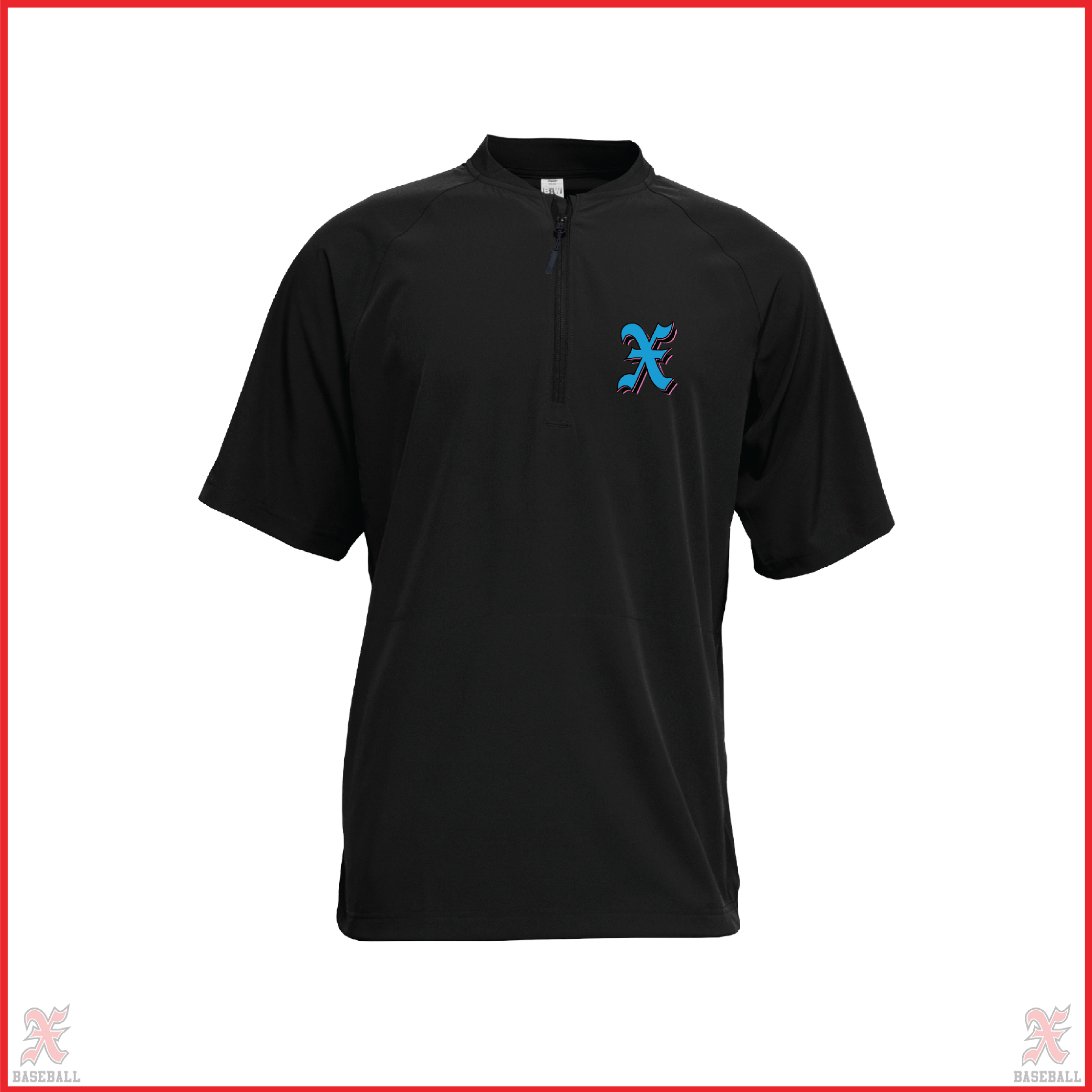 Buchko 9U X Blue Logo Black Short Sleeve Quarter Zip