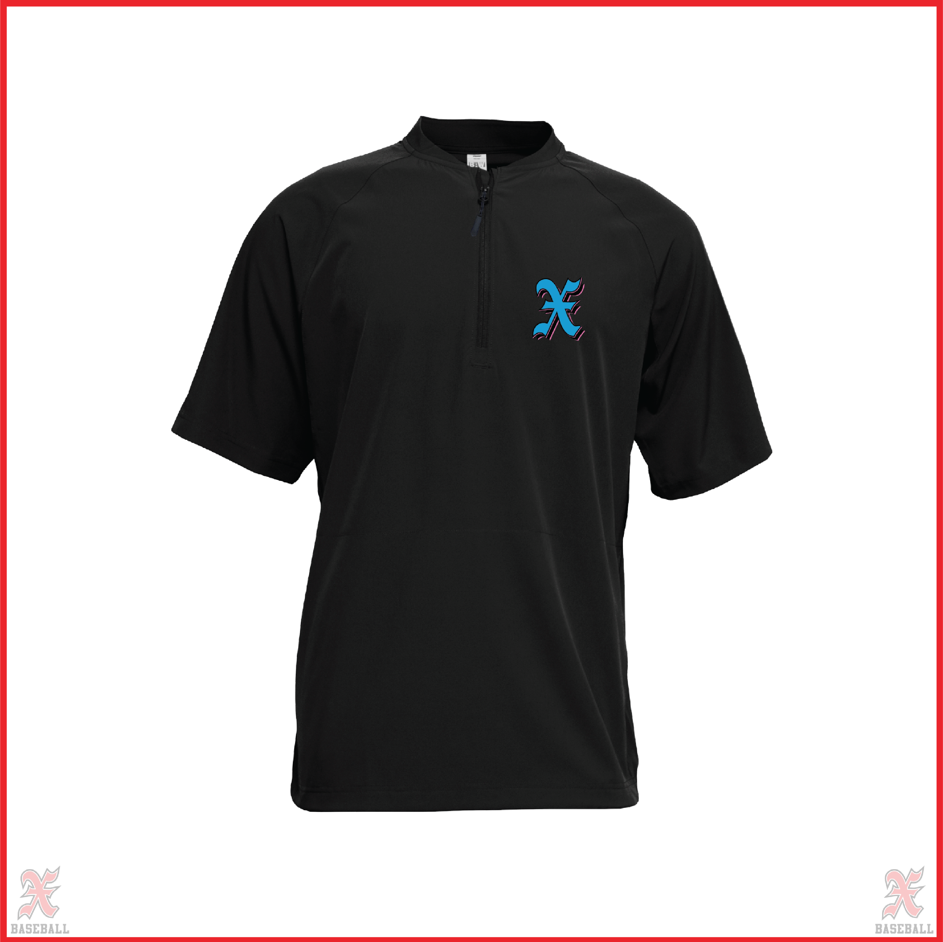 Buchko 9U X Blue Logo Black Short Sleeve Quarter Zip