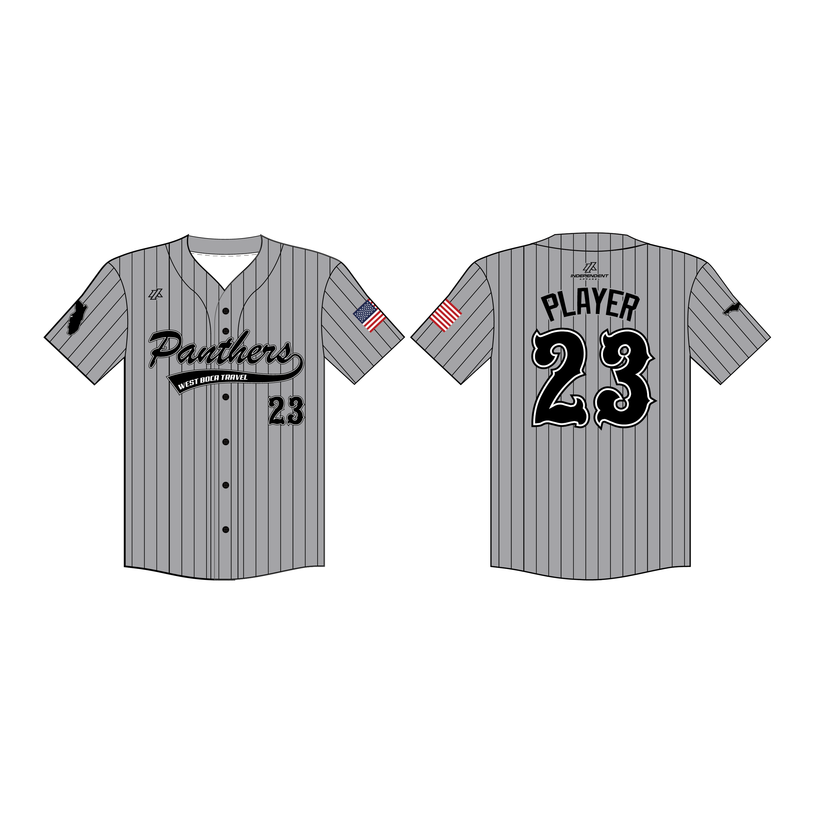 DeFerdinando 10U Panthers Fall 2026 Grey Pinstripe Button Down Jersey