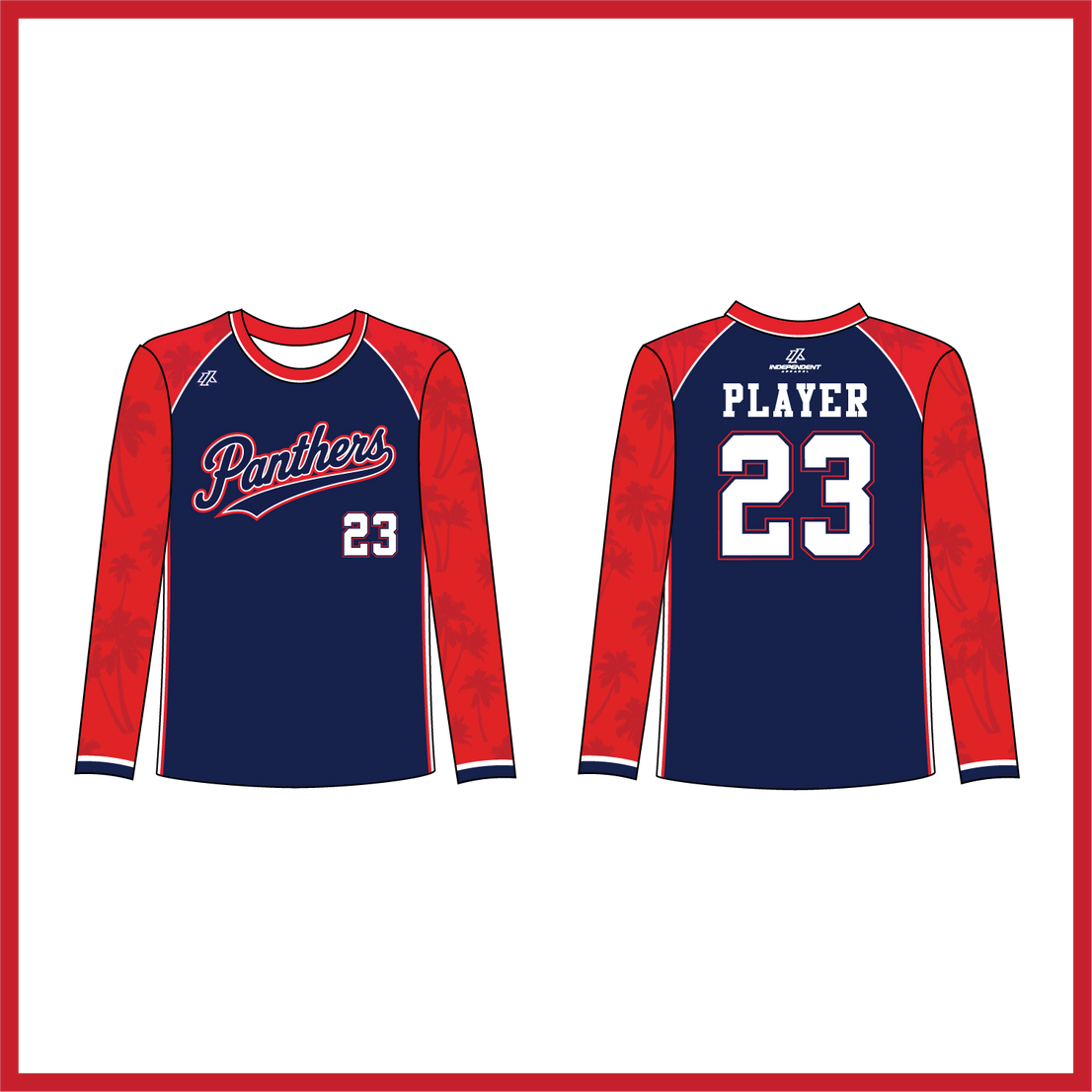 Panthers Placencia Custom Navy Long Sleeve Shirt (3-4 WEEK TURNAROUND)