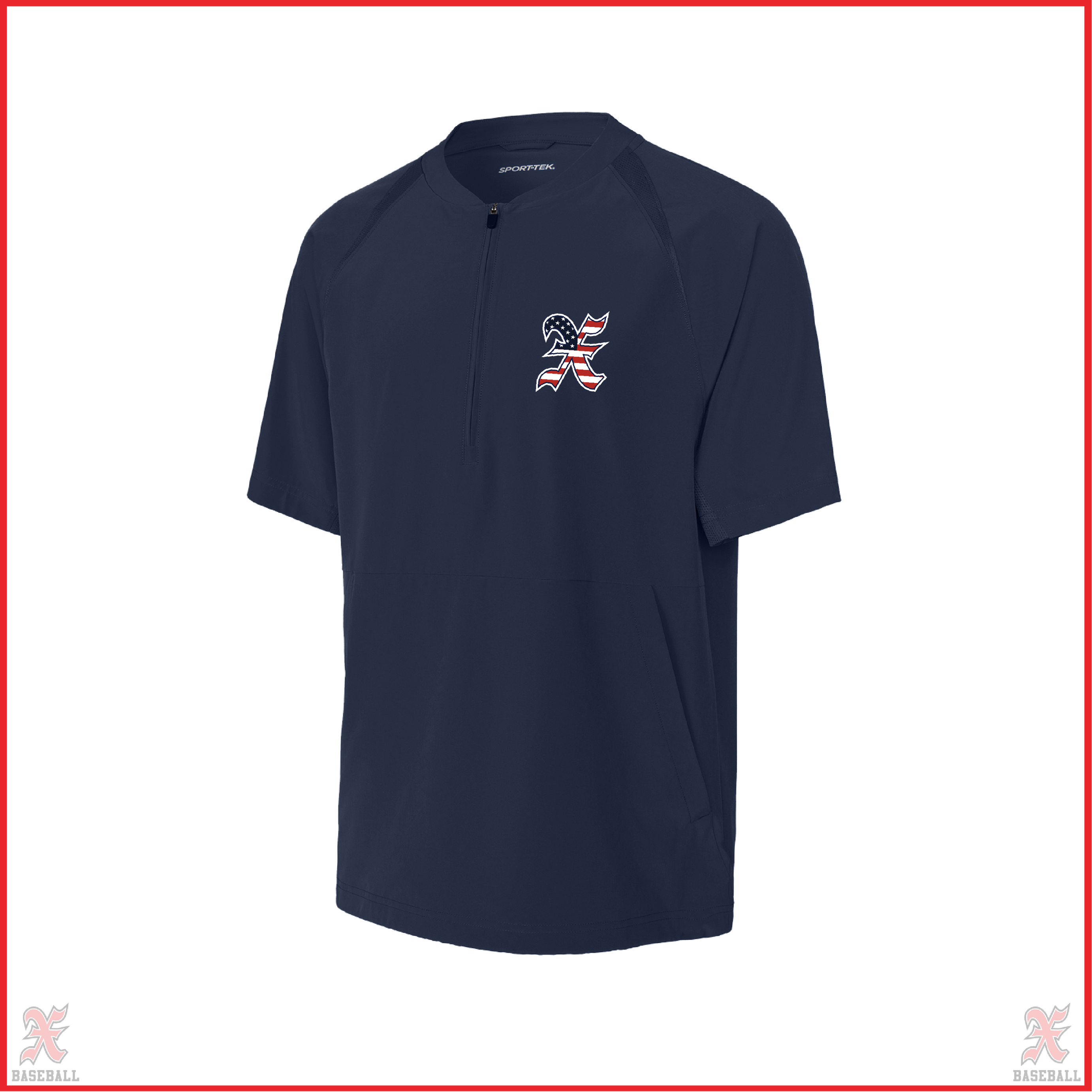 Buchko 9U USA X Logo Navy Short Sleeve Quarter Zip
