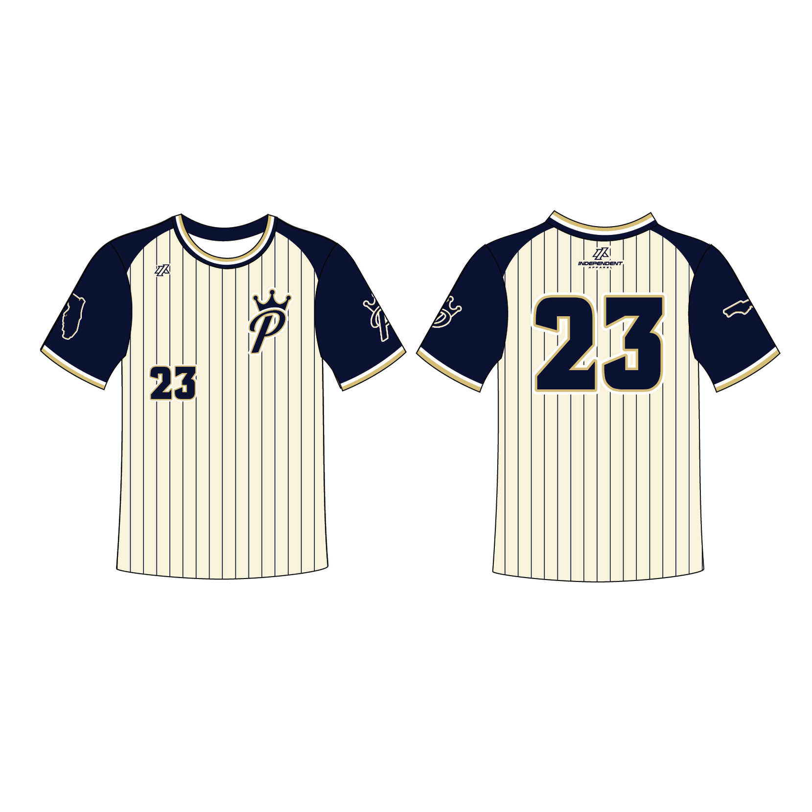 Prospects Elite Fall 2026 Navy Team - Cream Pinstripe Crew Neck Jersey
