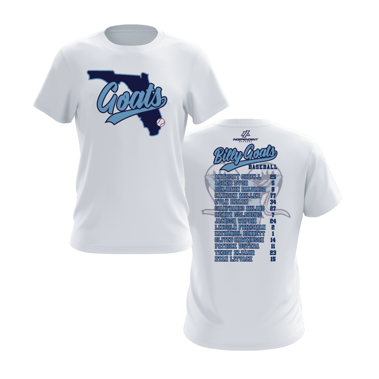 Billy Goats 11U Blue - White Roster Shirt