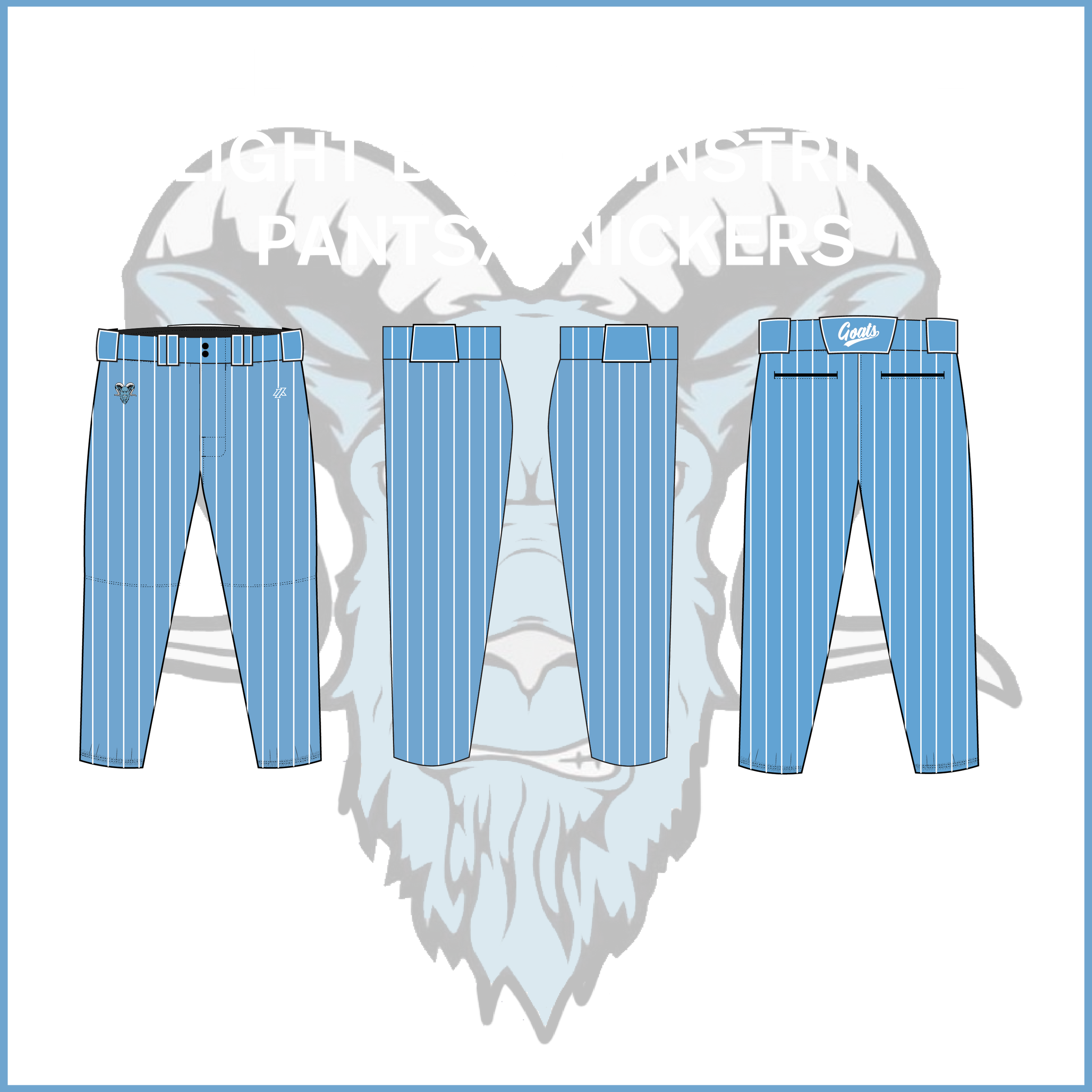 Billy Goats 10U White Light Blue Pinstripe Uniform Pants/Knickers