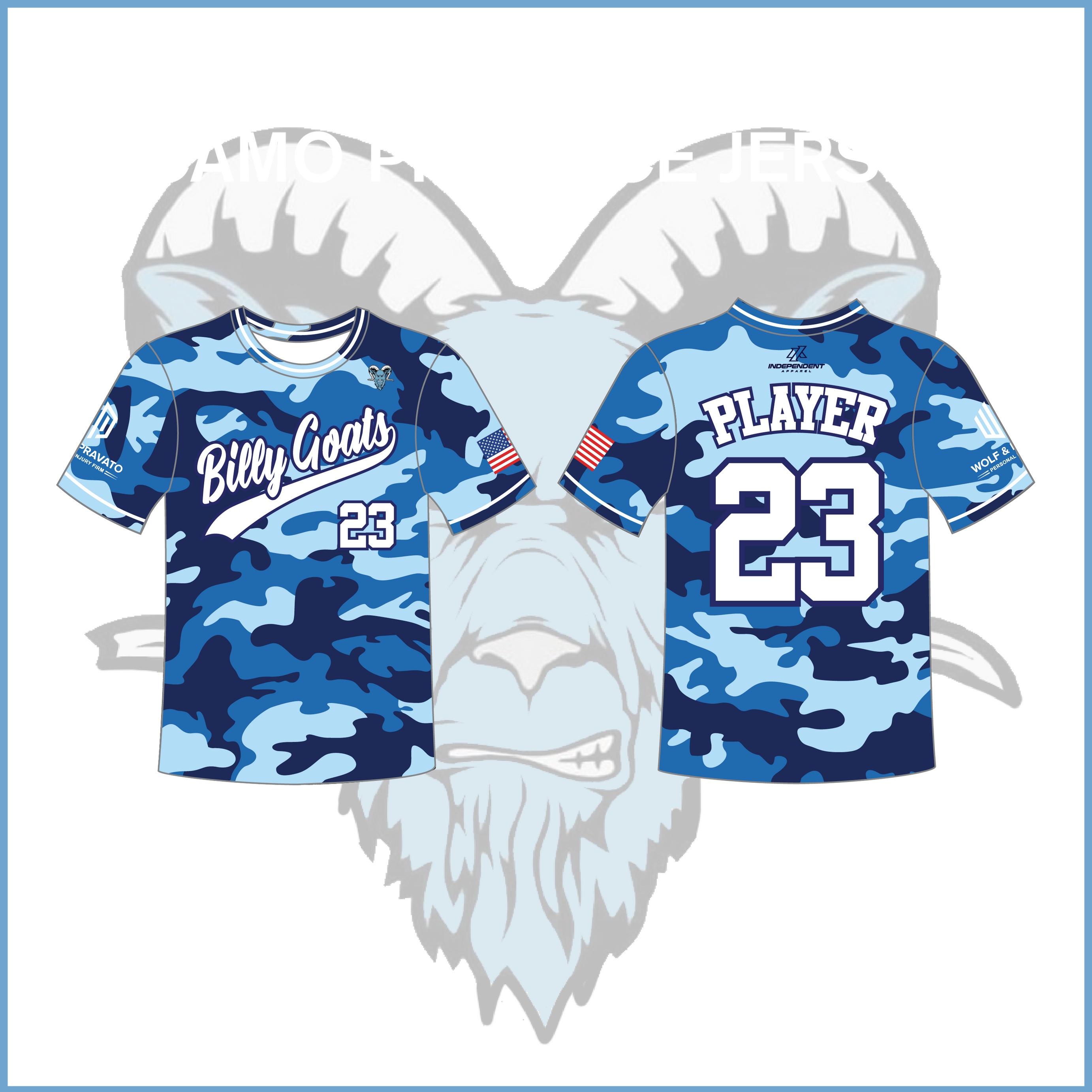 Billy Goats 8U Camo Crew Neck Practice Jersey