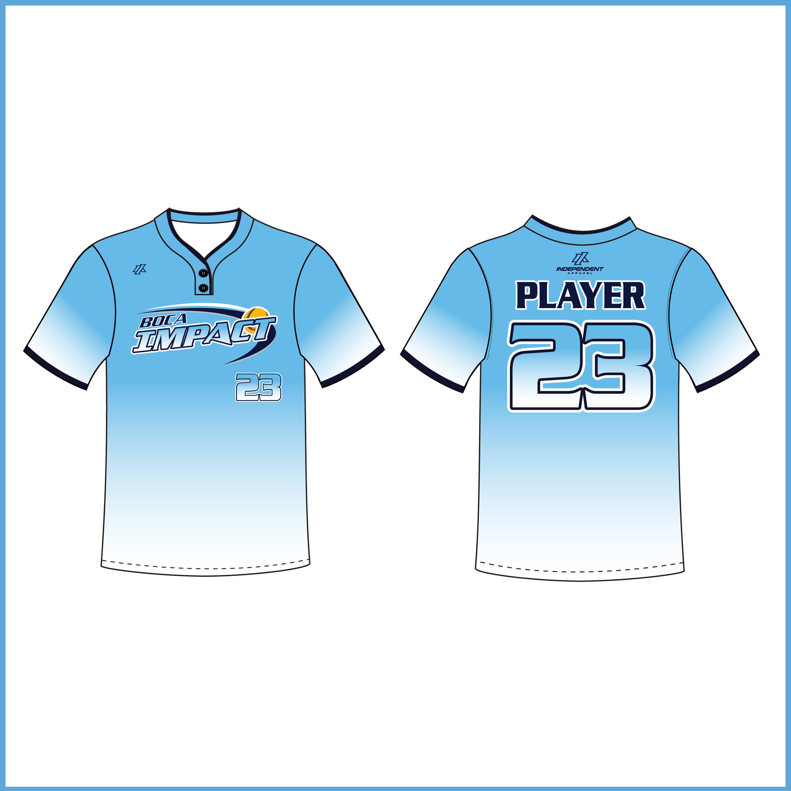 Niles 10U Blue/White Fade 2-Button Jersey