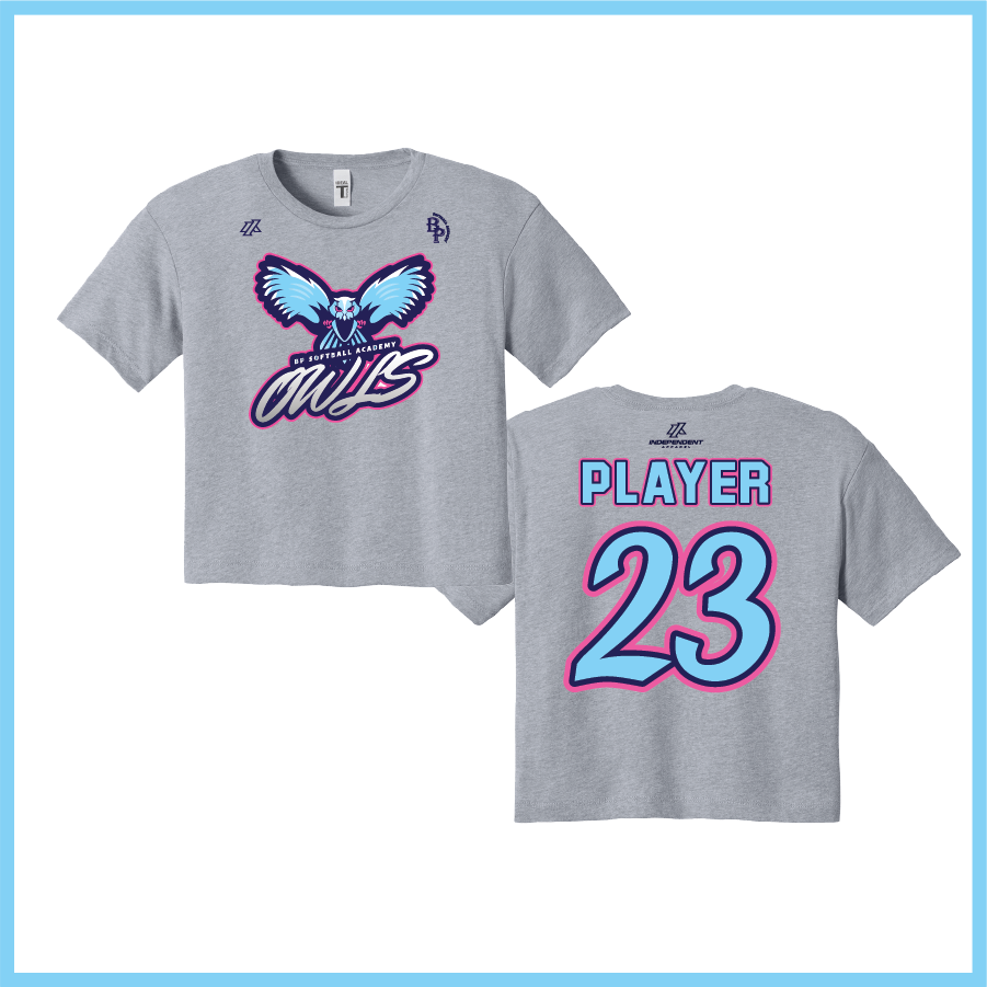 BP Academy Owls Logo Women's Crop Poly/Cotton Tee