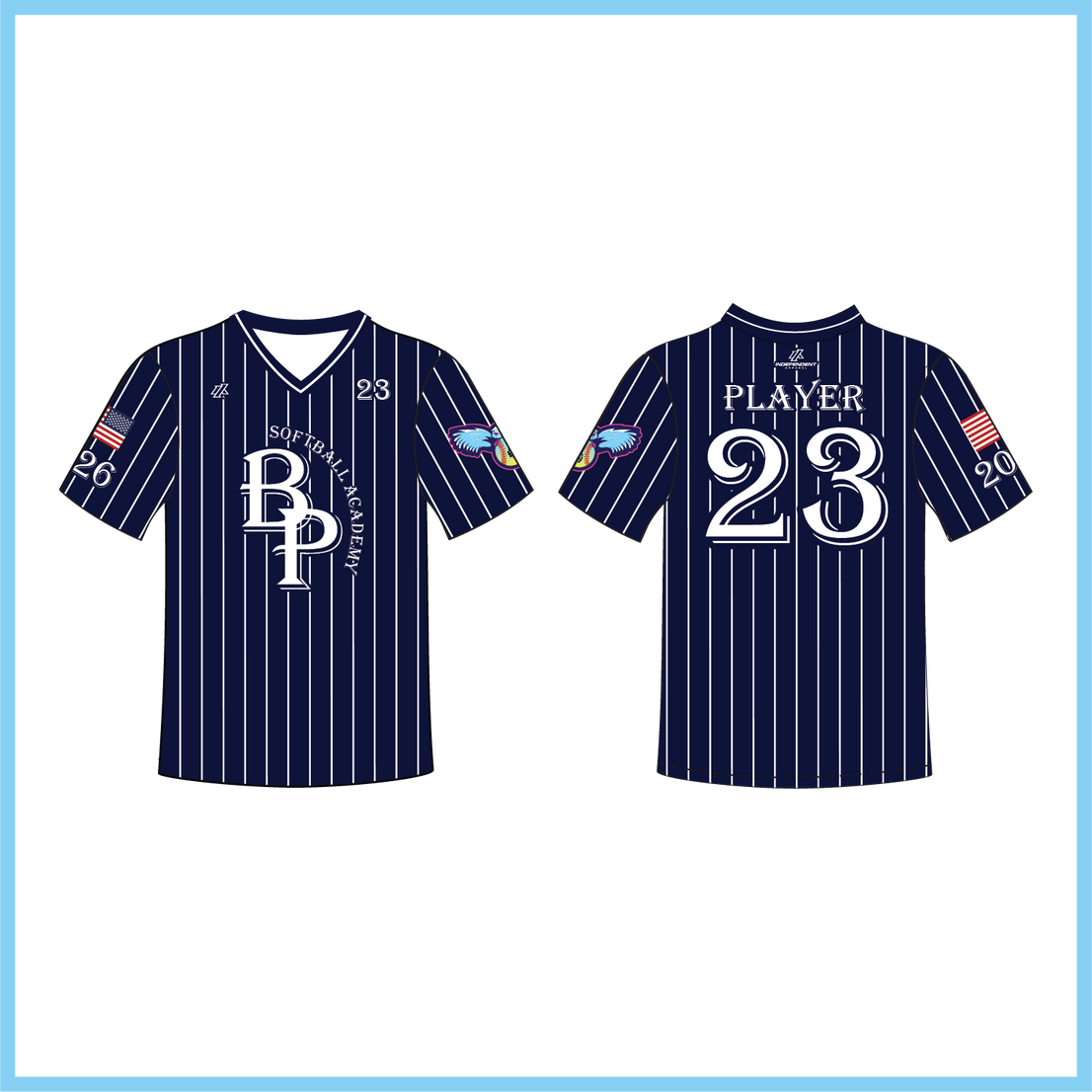 BP Academy Owls Navy Pinstripe V-Neck Jersey