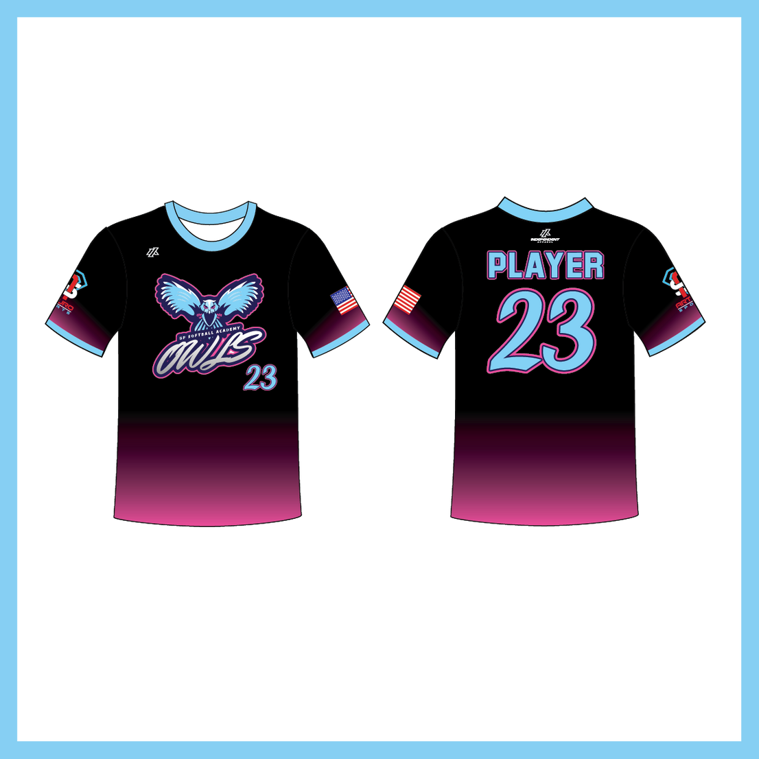 BP Academy Black/Pink Fade Crew Neck Jersey