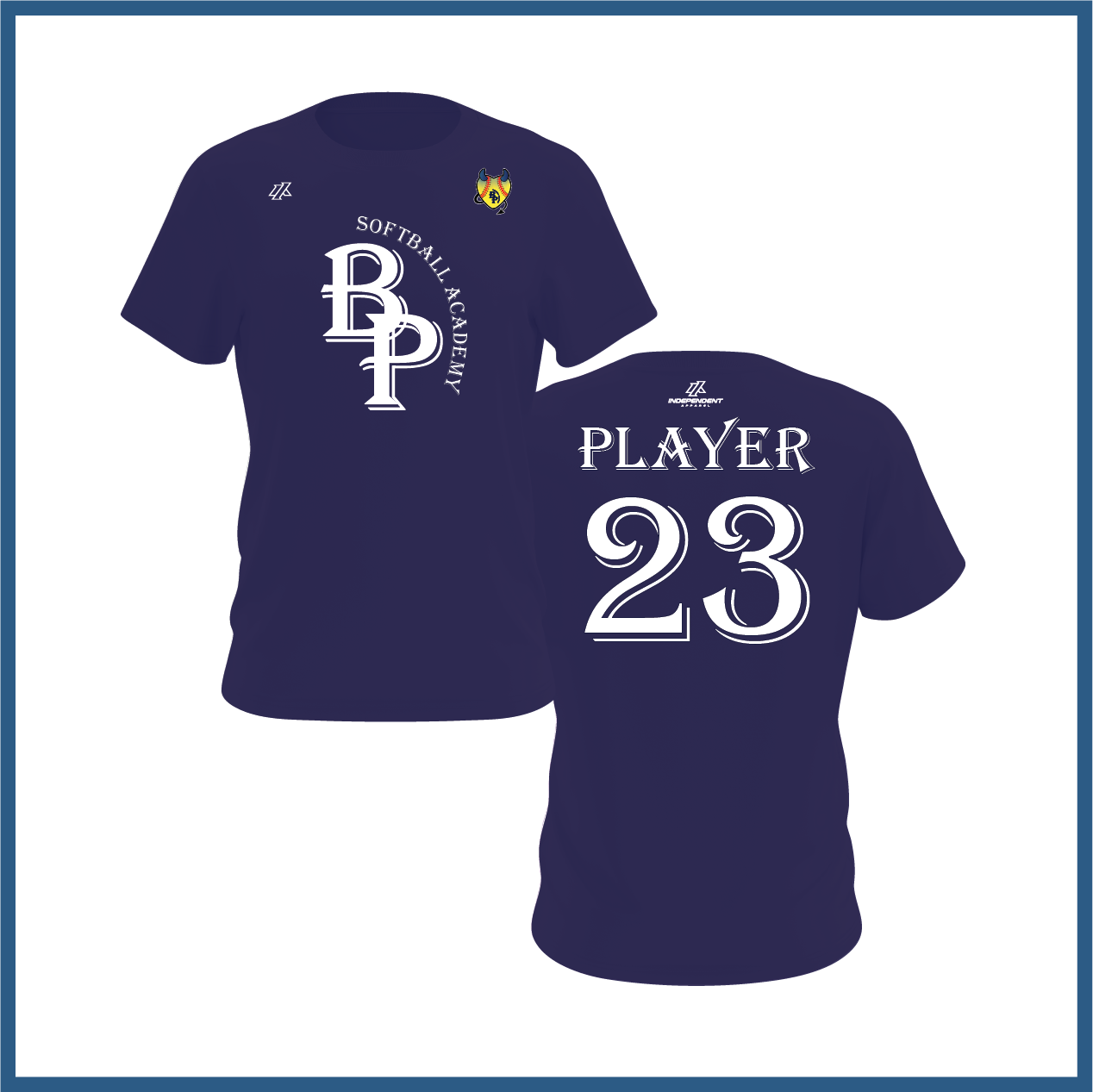 BP Softball Academy Logo Short Sleeve Shirt - Blue Devils