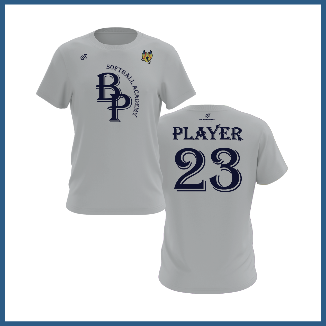 BP Softball Academy Logo Short Sleeve Shirt - Blue Devils