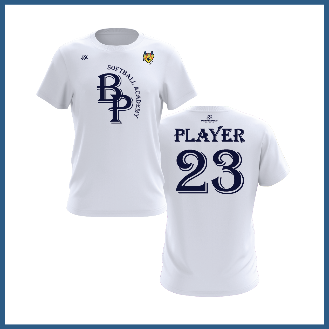 BP Softball Academy Logo Short Sleeve Shirt - Blue Devils