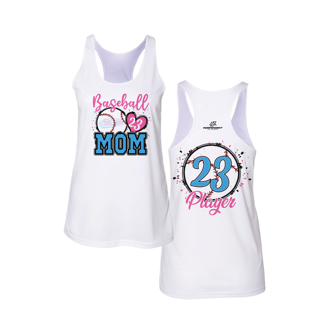 PBG Storm Pink and Blue Baseball Mom Tank