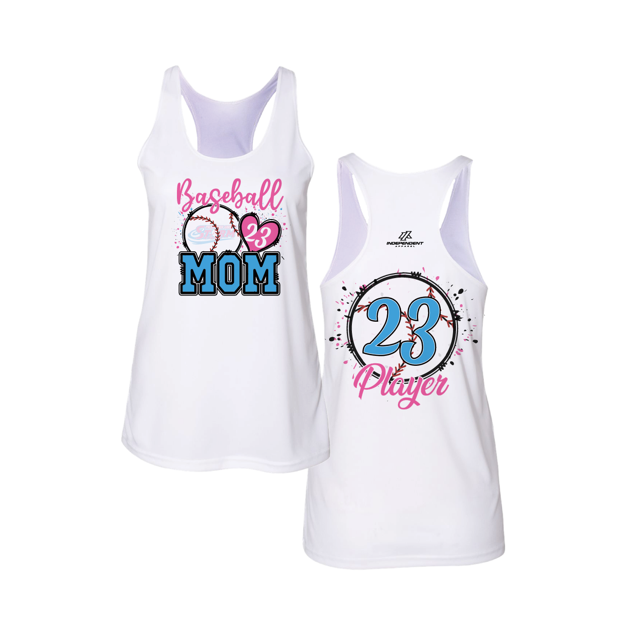 PBG Storm Pink and Blue Baseball Mom Tank