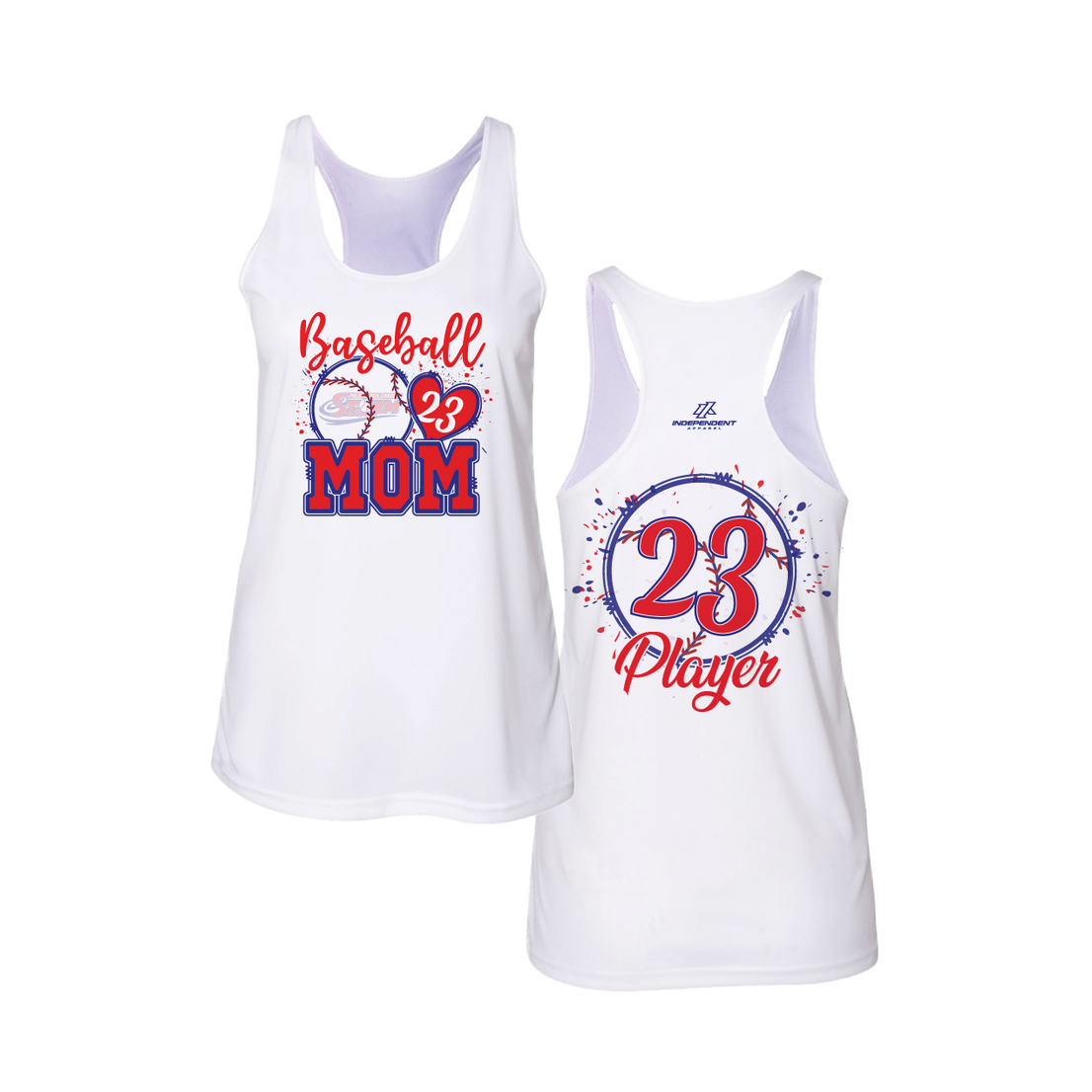 PBG Storm Red and Blue Baseball Mom Tank