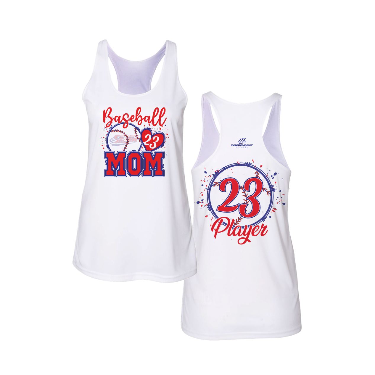 PBG Storm Red and Blue Baseball Mom Tank