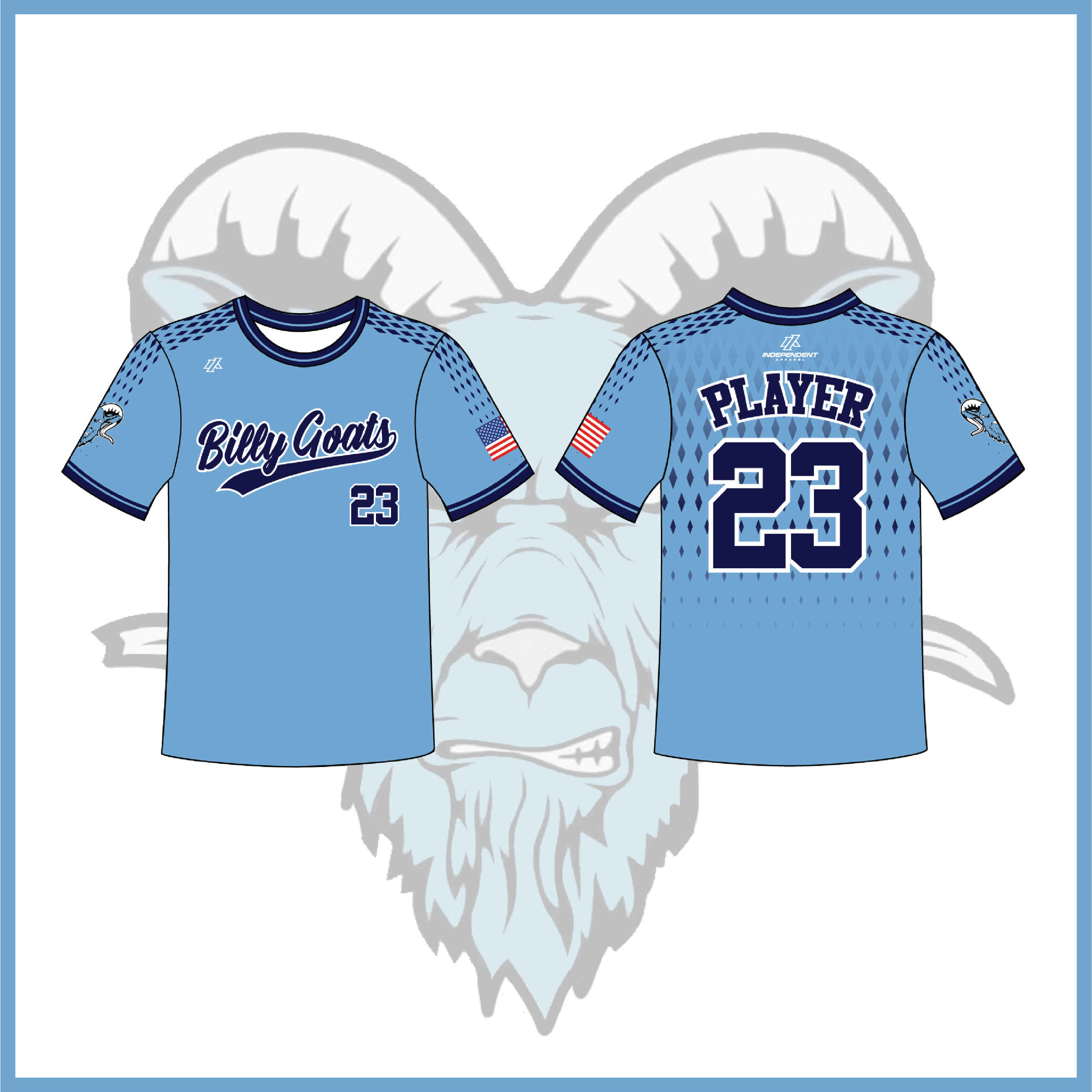 Billy Goats 11U Blue Light Blue Crew Neck Spring 2026 Jersey