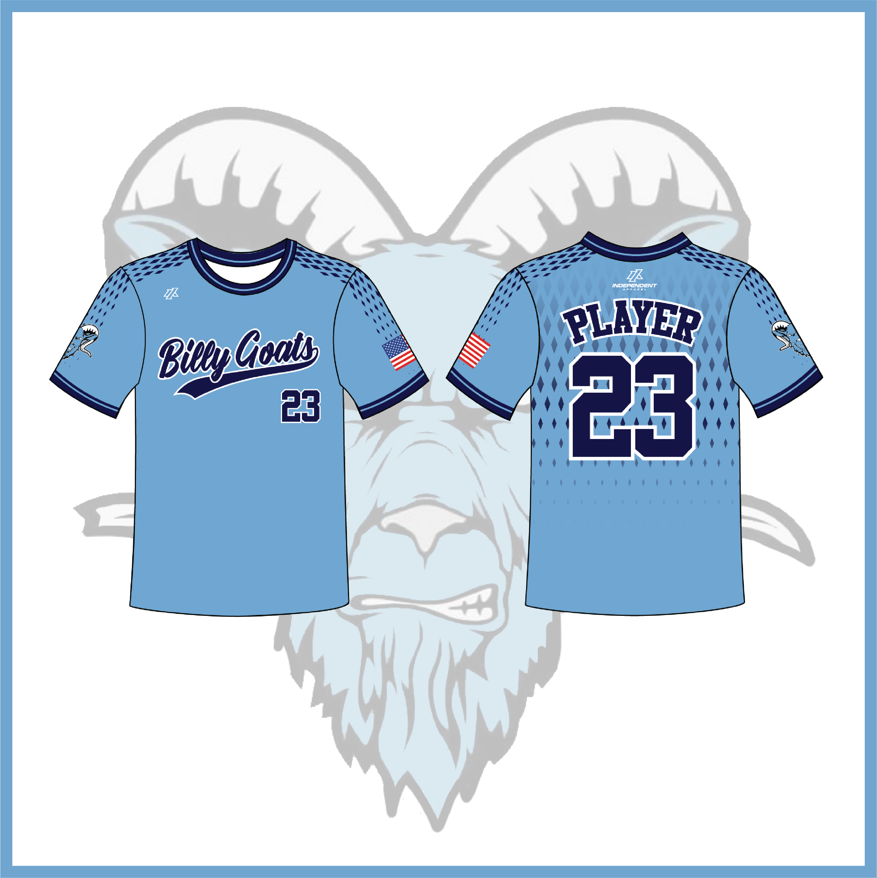 Billy Goats 11U Blue Light Blue Crew Neck Spring 2026 Jersey