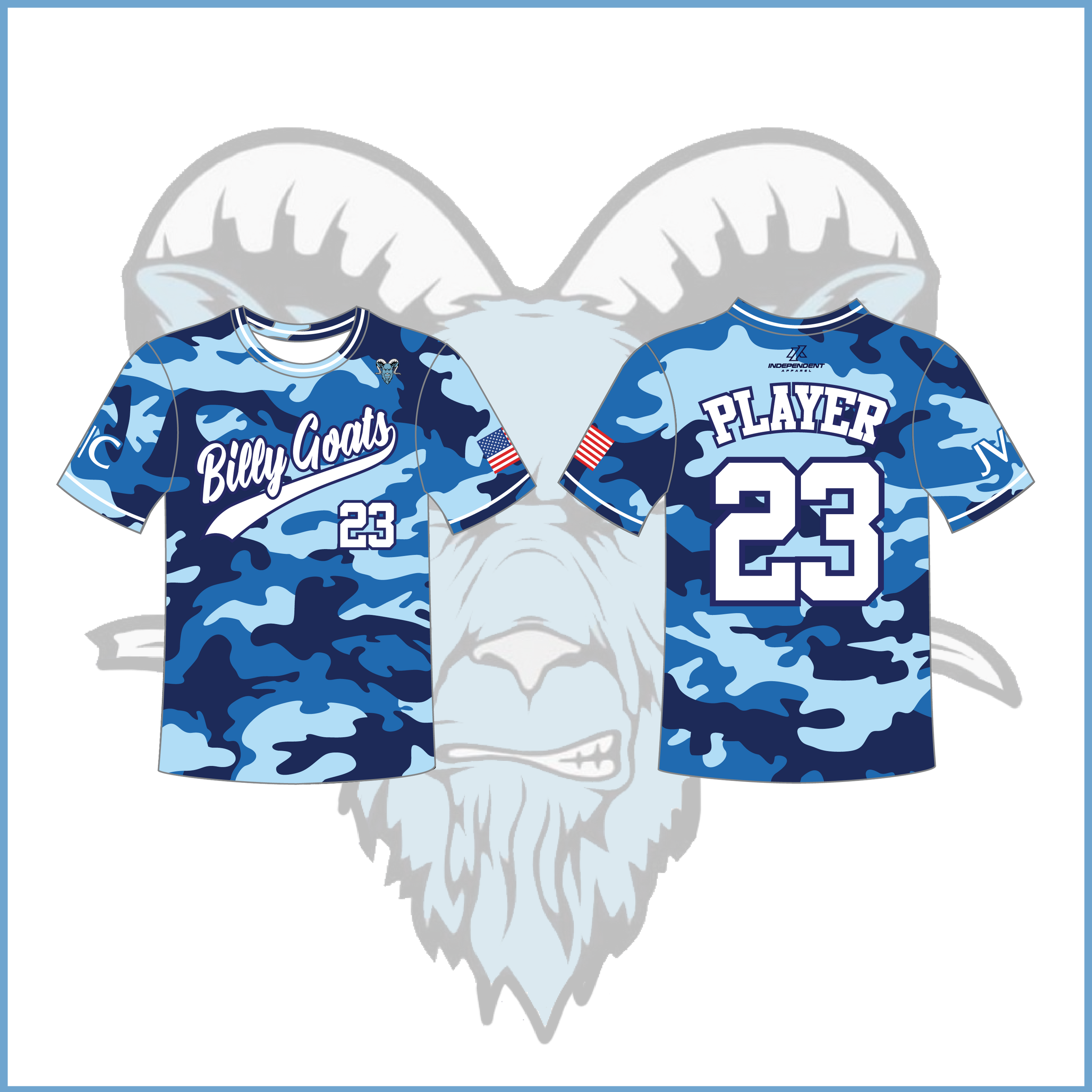 Billy Goats 11U White Camo Crew Neck Practice Jersey