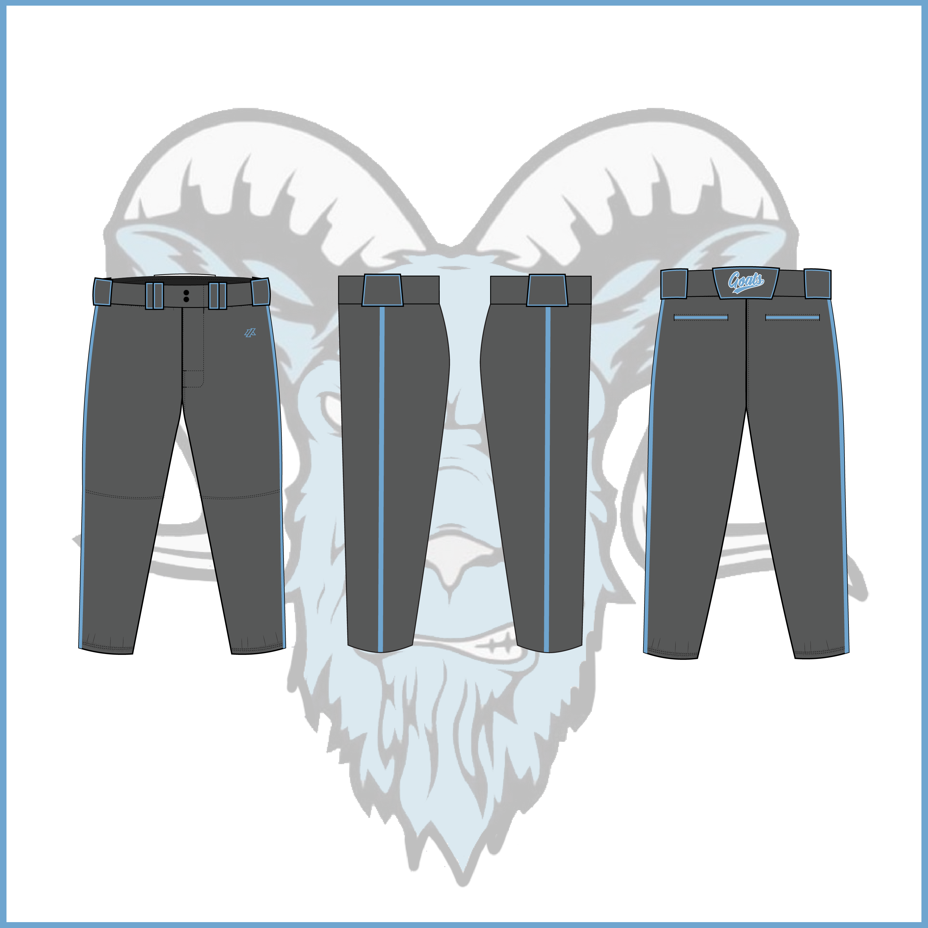 Billy Goats 11U White Charcoal Uniform Pants/Knickers