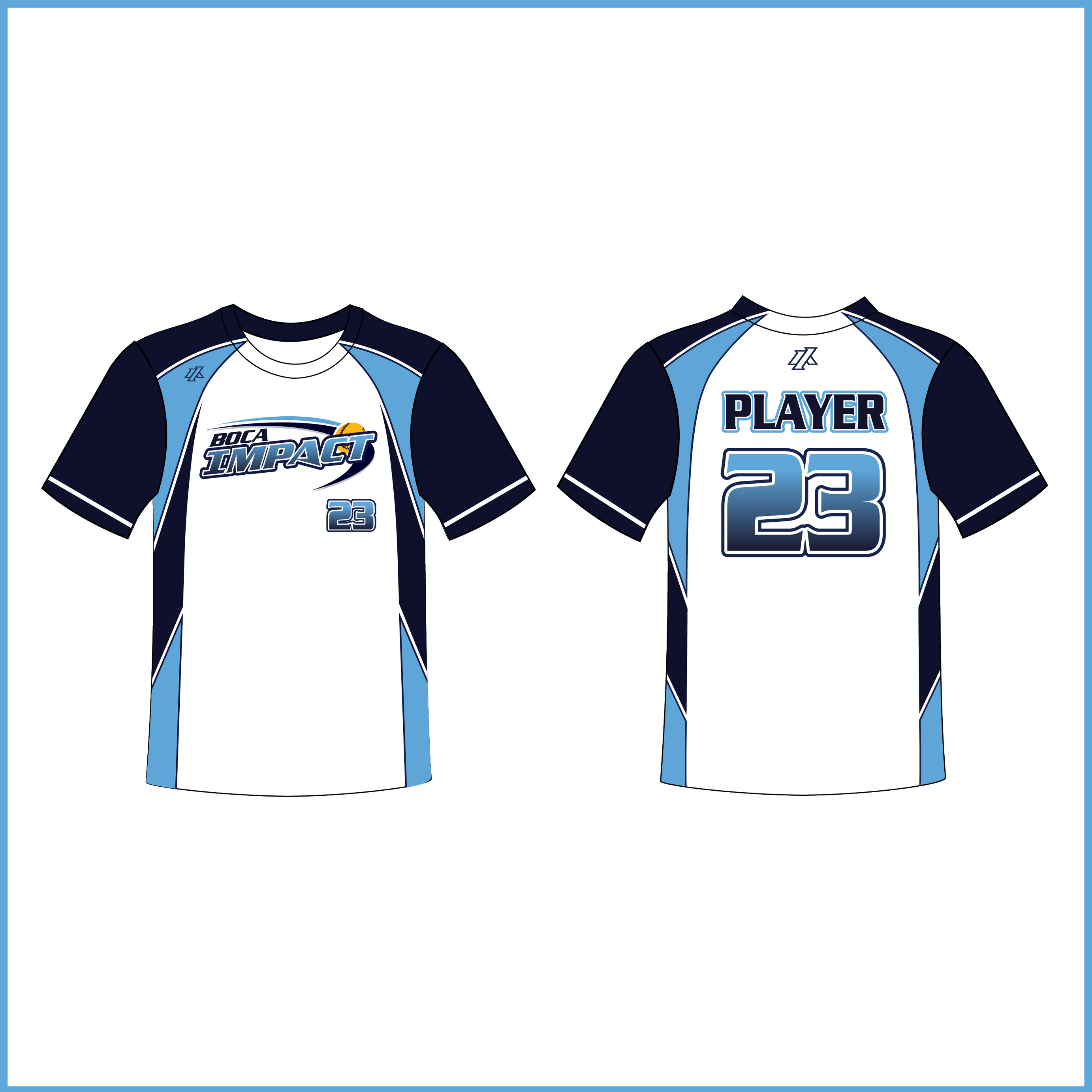 Ray 10U White/Navy/Blue Crew Neck Jersey