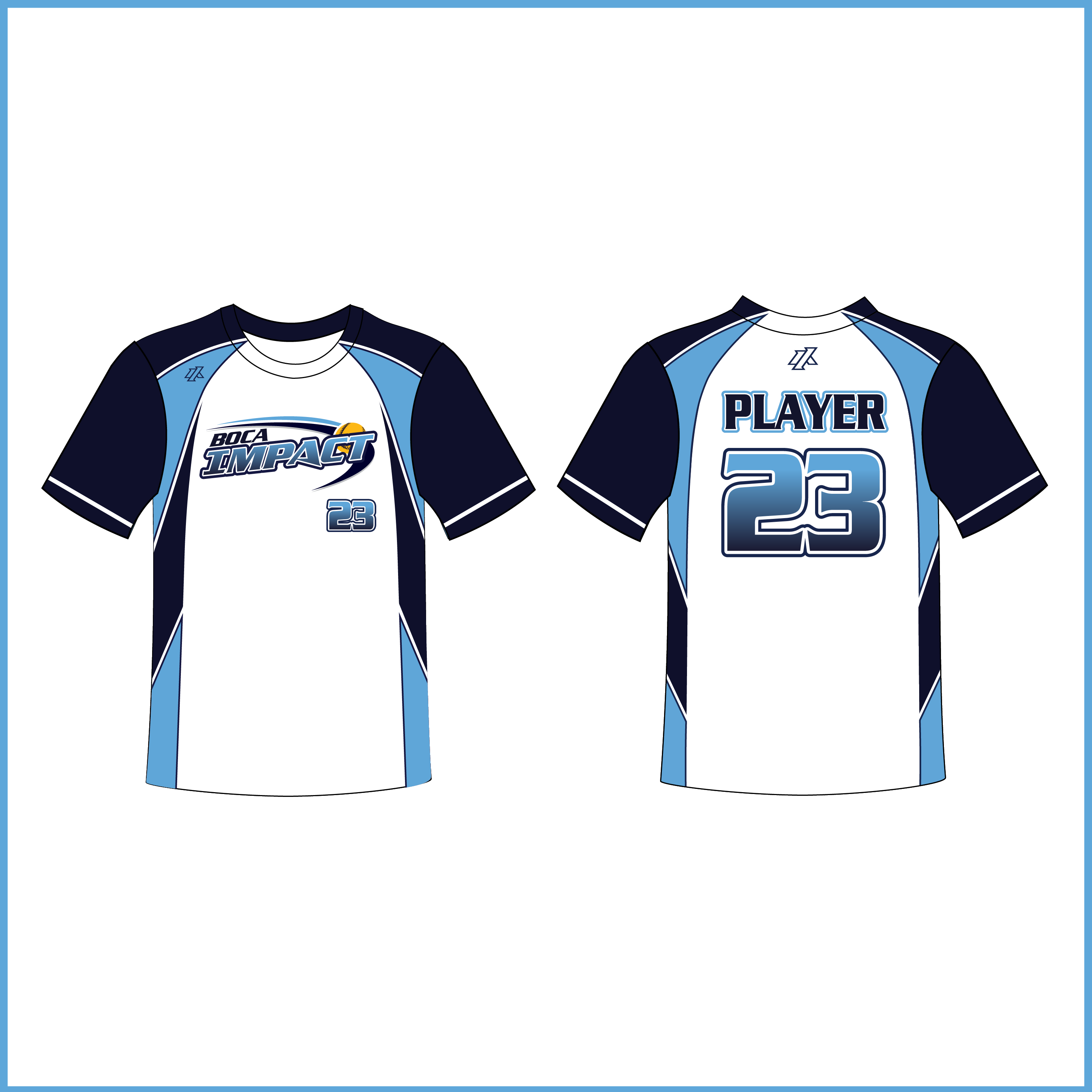 Ray 10U White/Navy/Blue Crew Neck Jersey