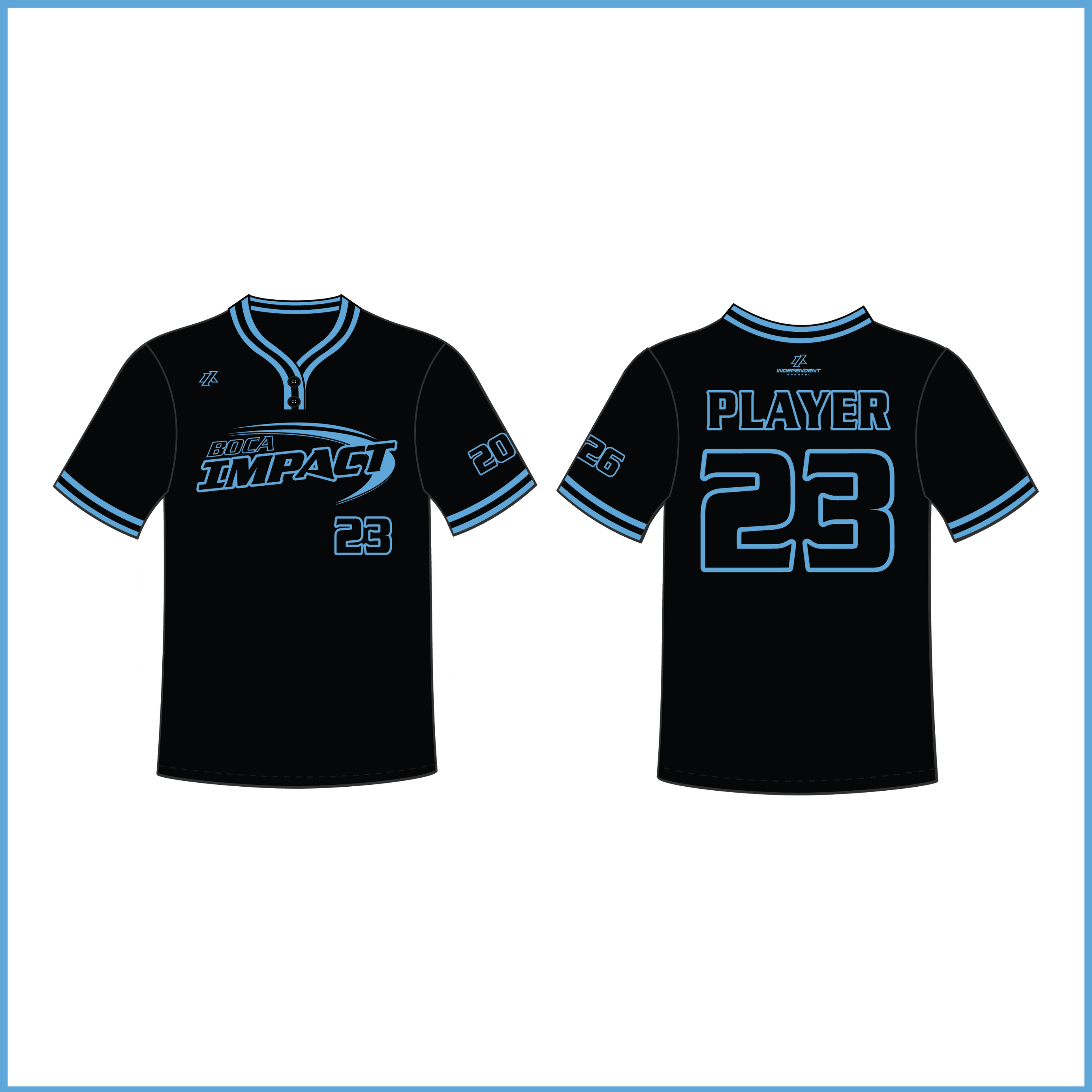 Yu 12U Black 2-Button Jersey